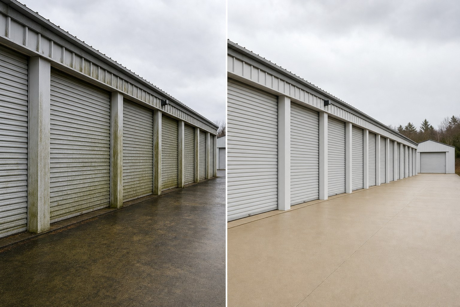Before and after self-storage unit cleaning