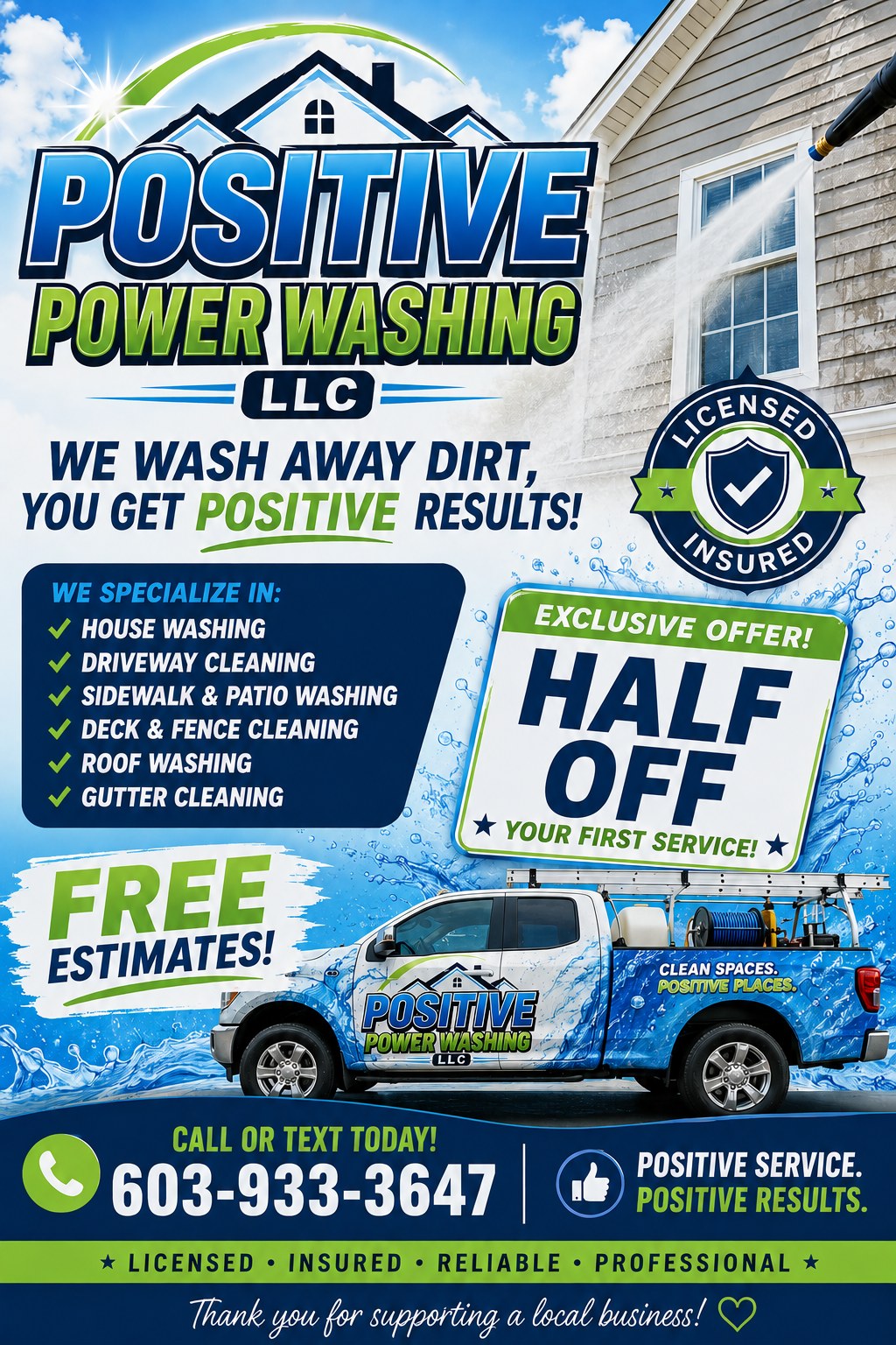 Positive Power Washing half-off first service promotion