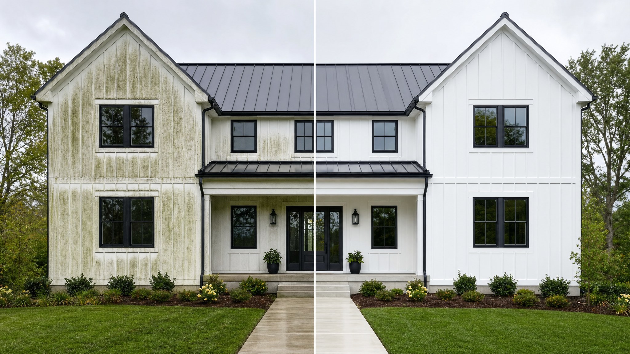 Before and after residential house cleaning