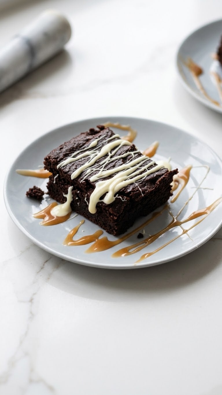 Caramel brownies on a plate