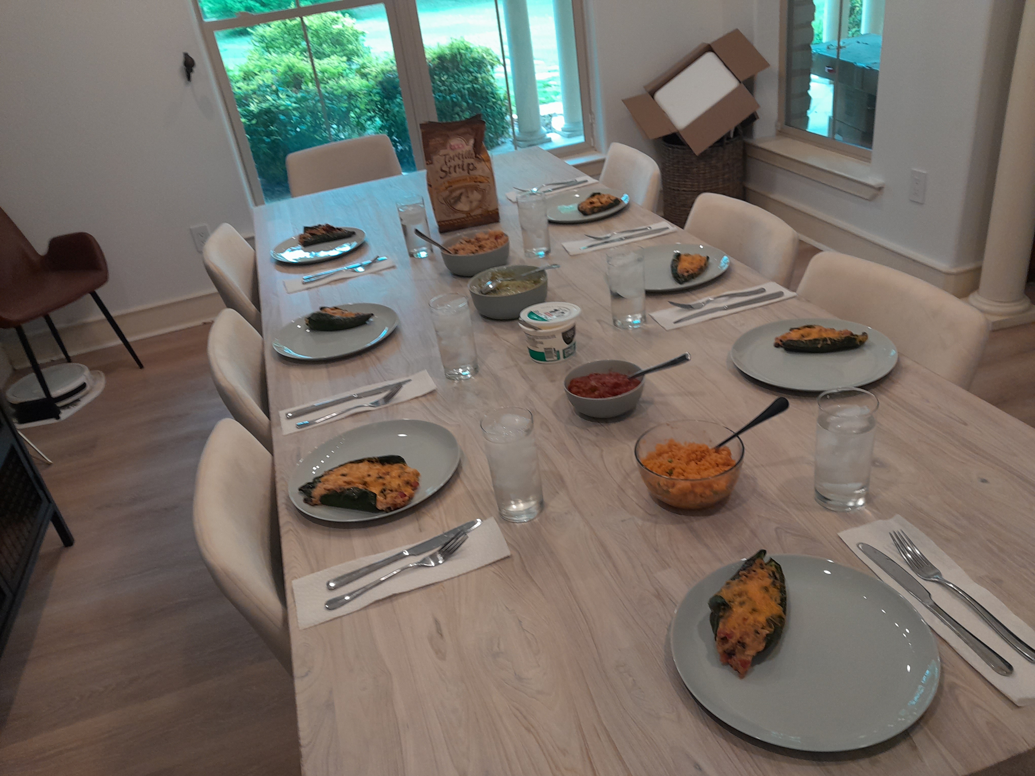 A prepared table ready for a shared meal