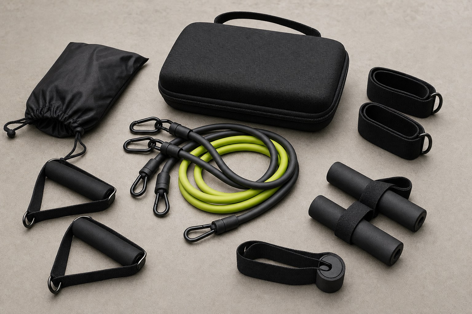 Compact resistance equipment arranged beside a carry case