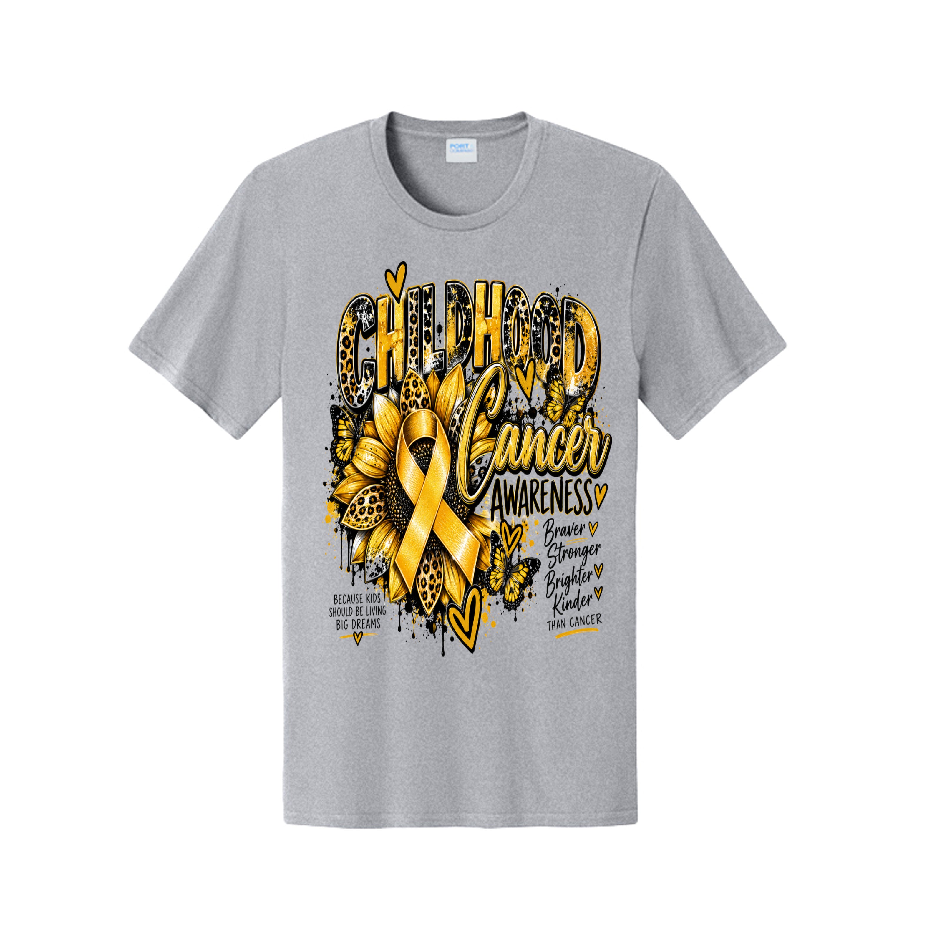 Childhood Cancer Awareness – Braver, Stronger, Brighter, Kinder T-Shirt, view 1