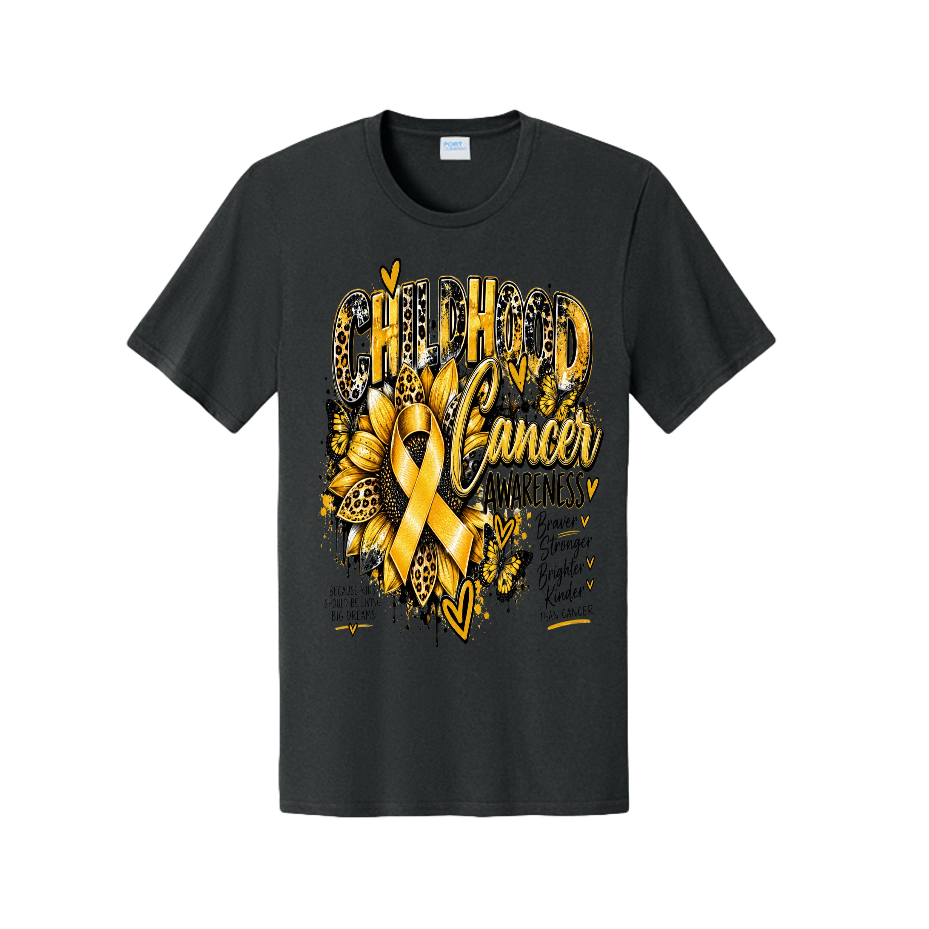 Childhood Cancer Awareness – Braver, Stronger, Brighter, Kinder T-Shirt, view 2