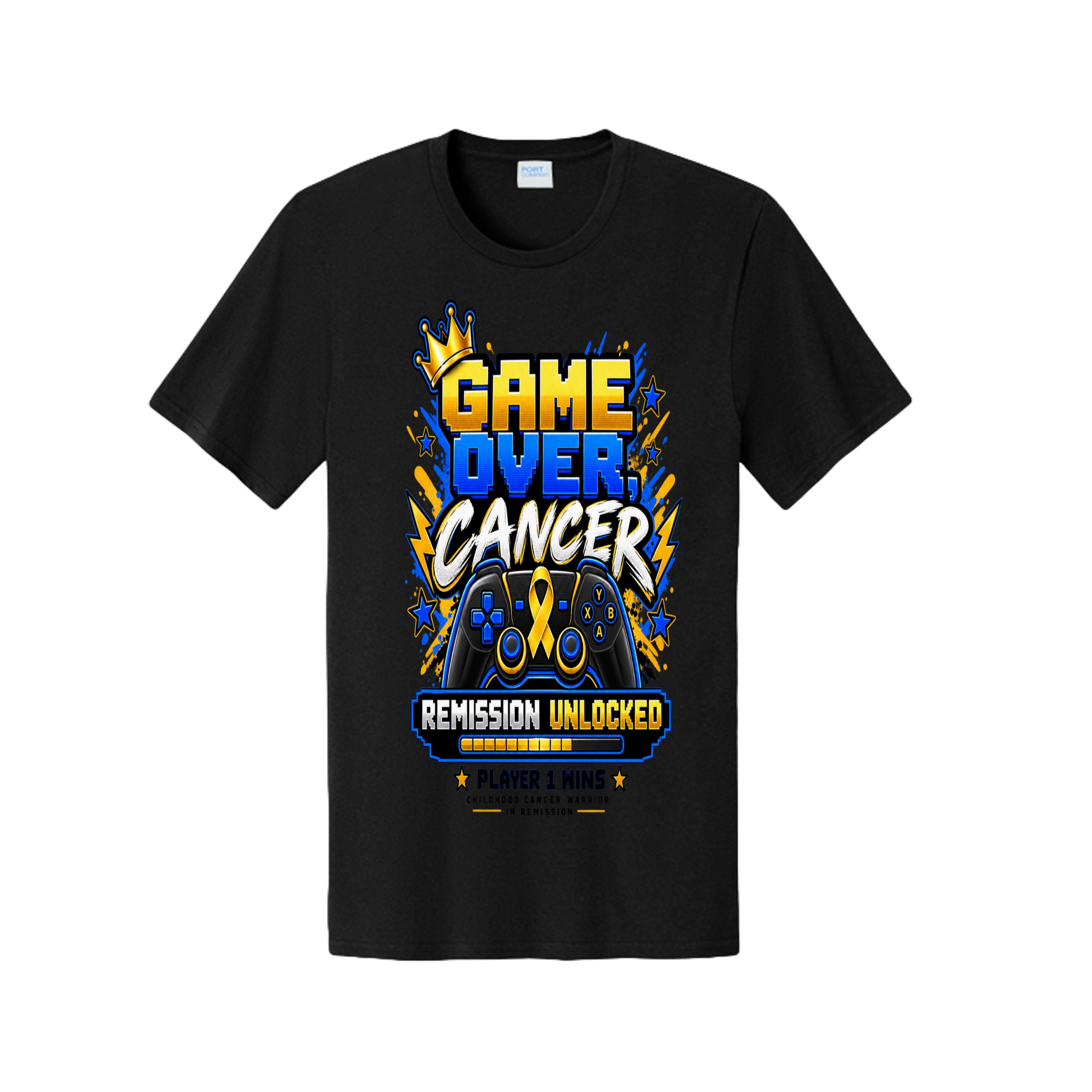 🎮 Game Over Cancer – Remission Unlocked Childhood Cancer Warrior T-Shirt, view 2
