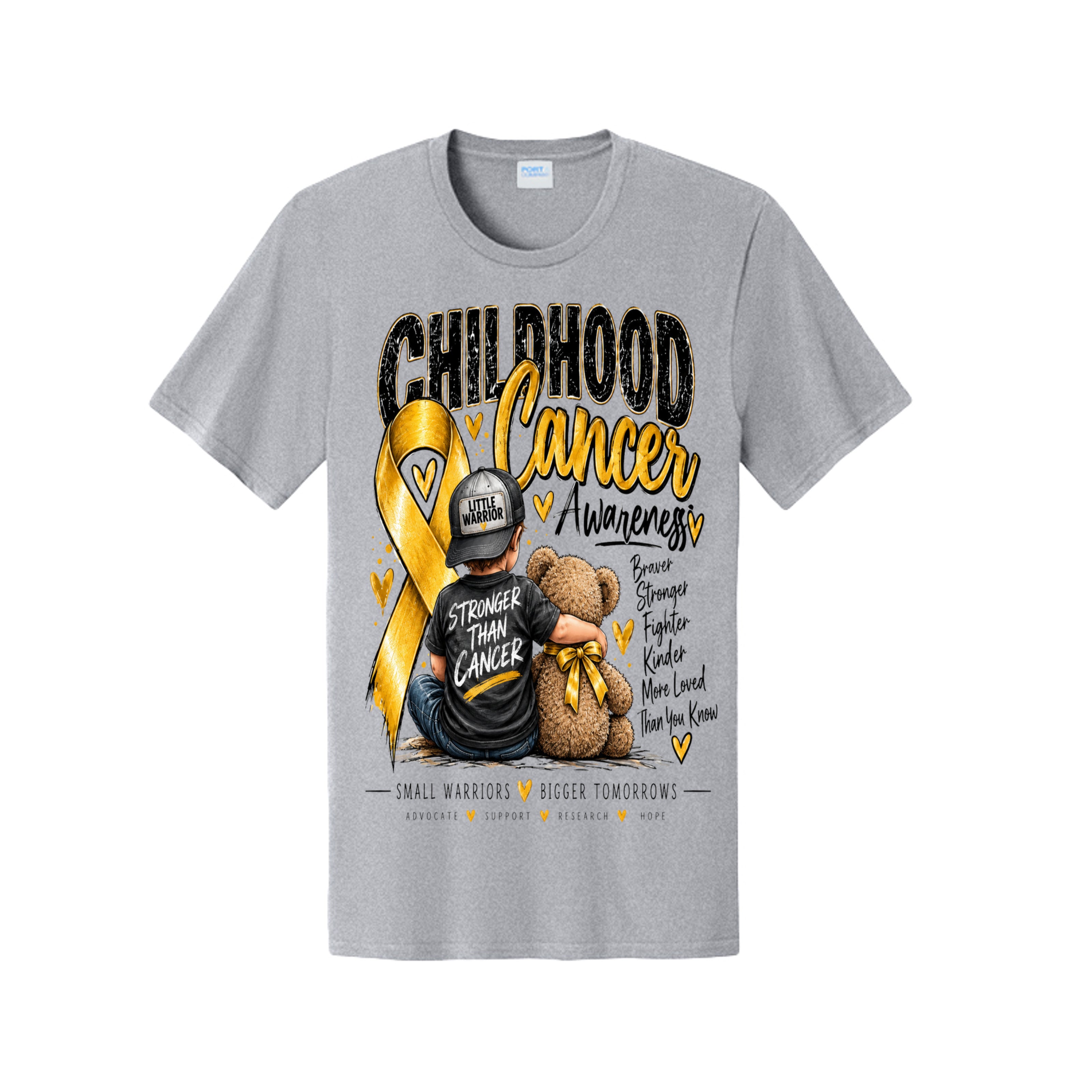 💛 Little Warrior – Stronger Than Cancer Childhood Cancer Awareness T-Shirt, view 1