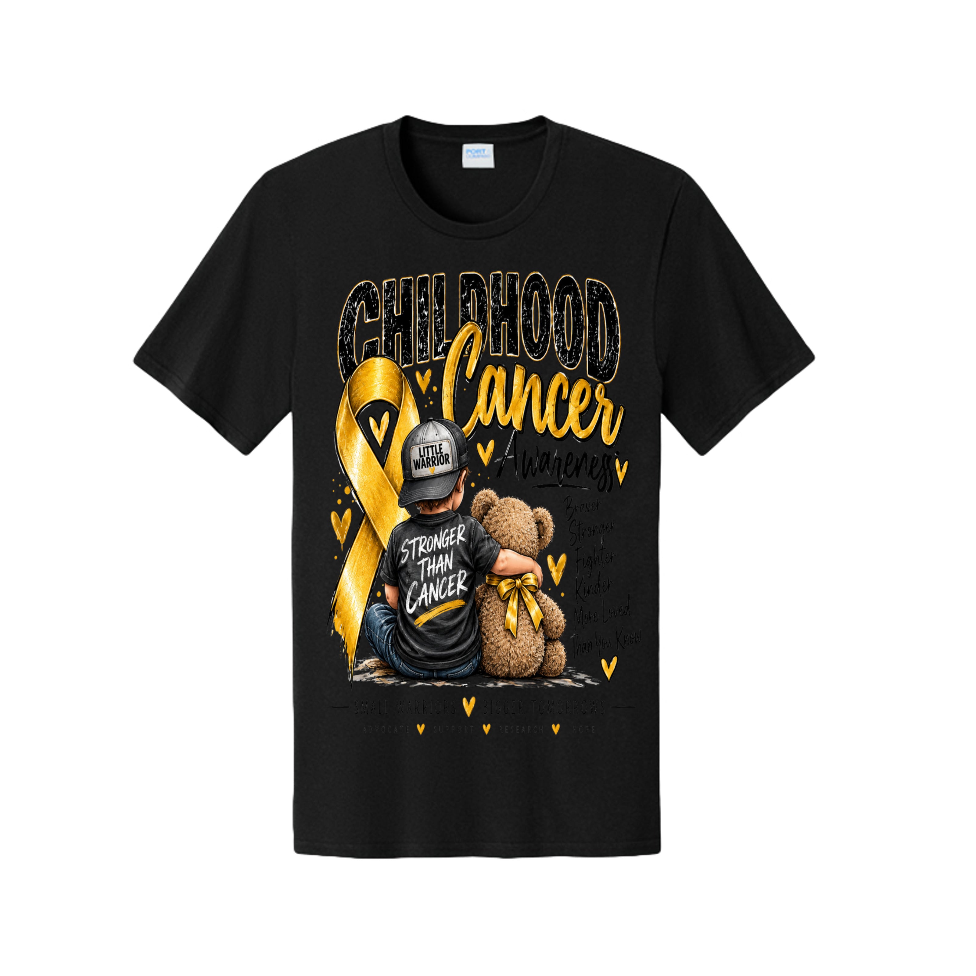 💛 Little Warrior – Stronger Than Cancer Childhood Cancer Awareness T-Shirt, view 2