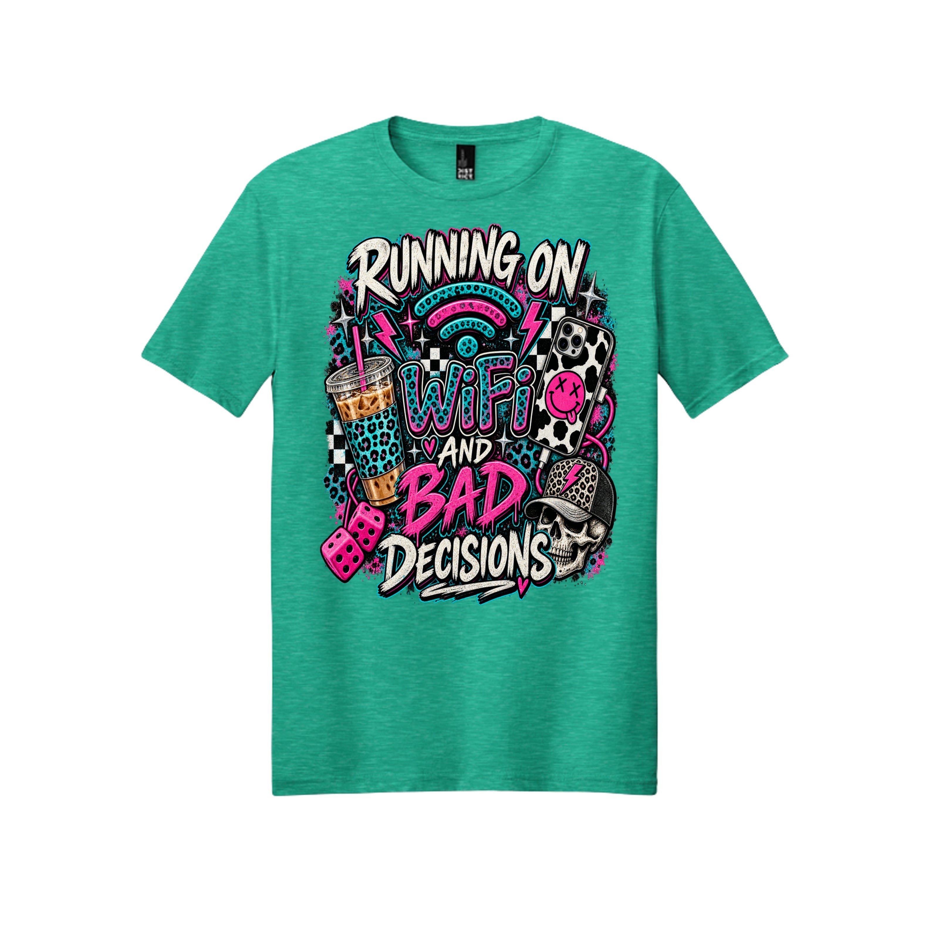 Running on WiFi & Bad Decisions Graphic Tee 📱⚡