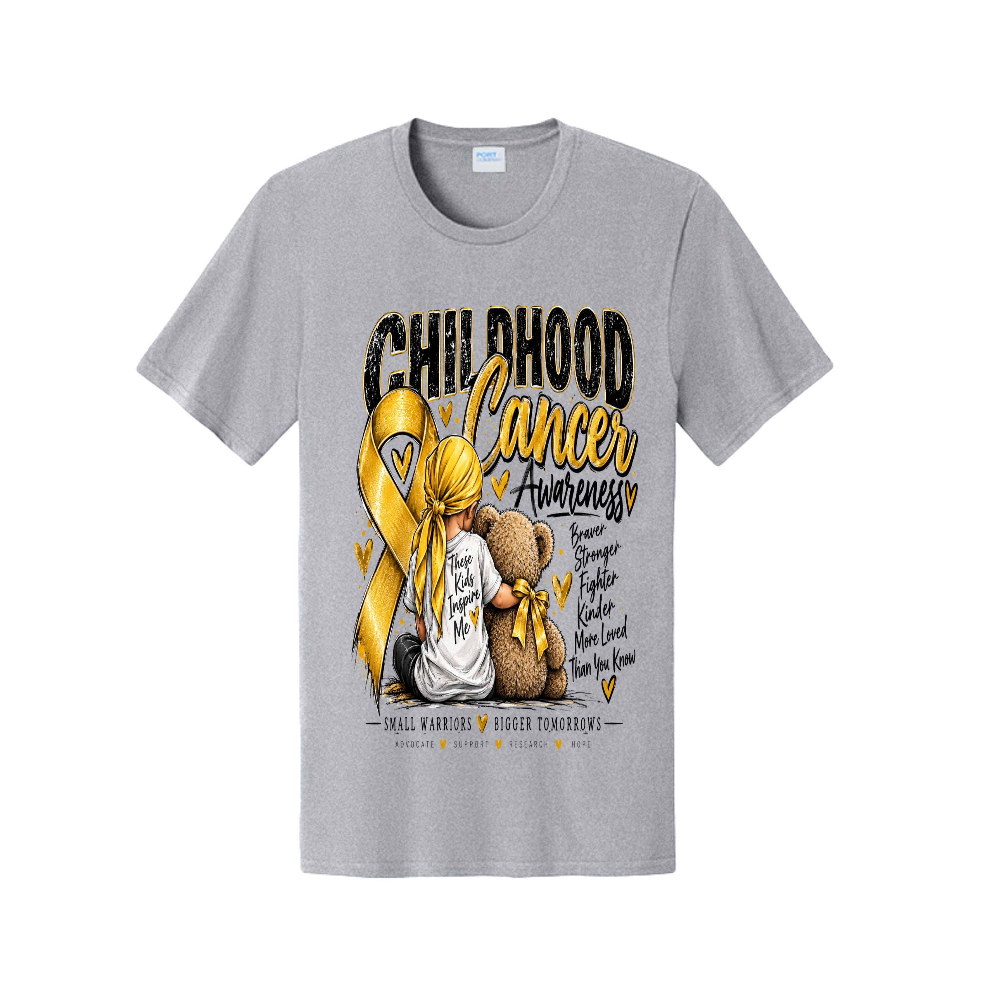 Small Warriors, Bigger Tomorrows – Childhood Cancer Awareness T-Shirt, view 1