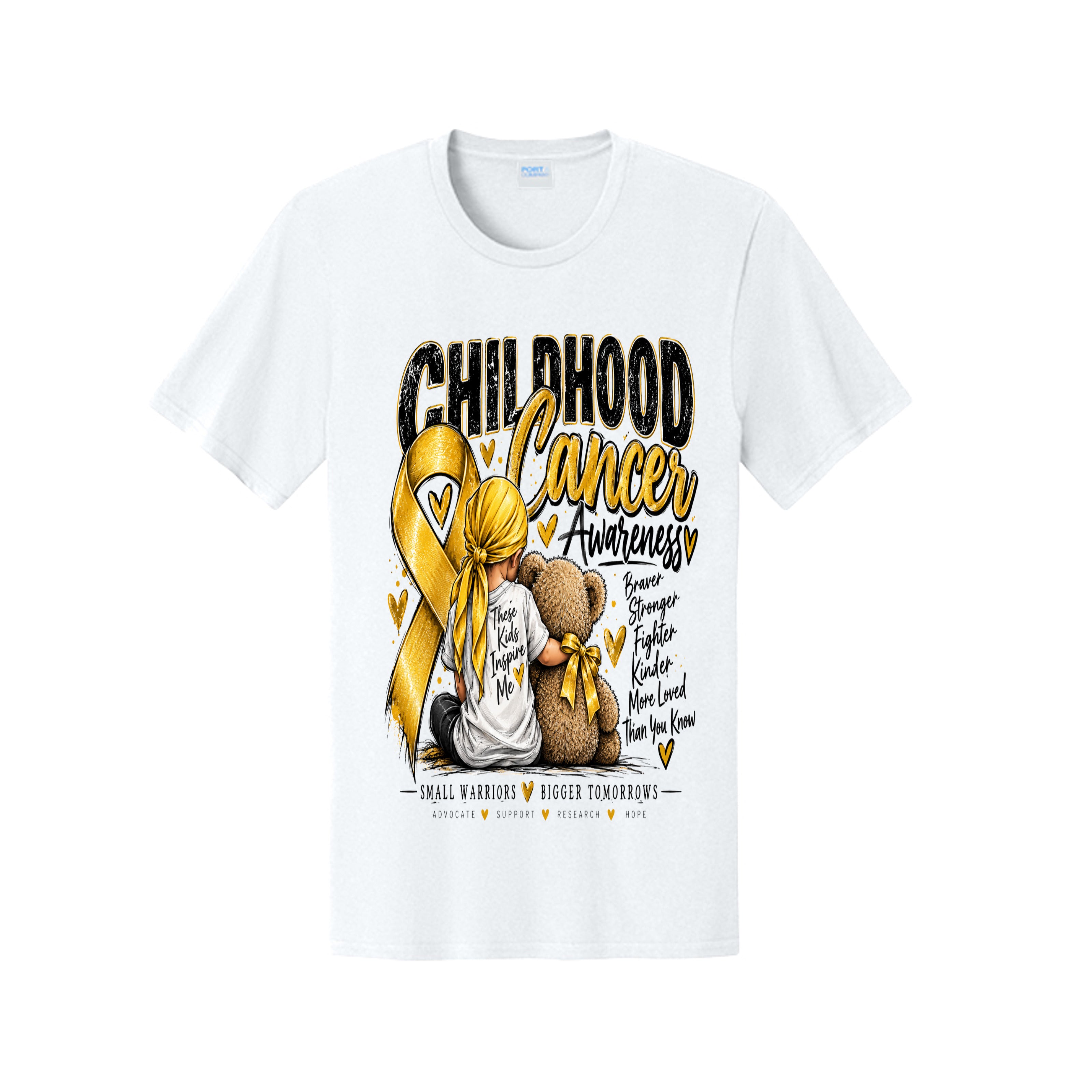 Small Warriors, Bigger Tomorrows – Childhood Cancer Awareness T-Shirt, view 3