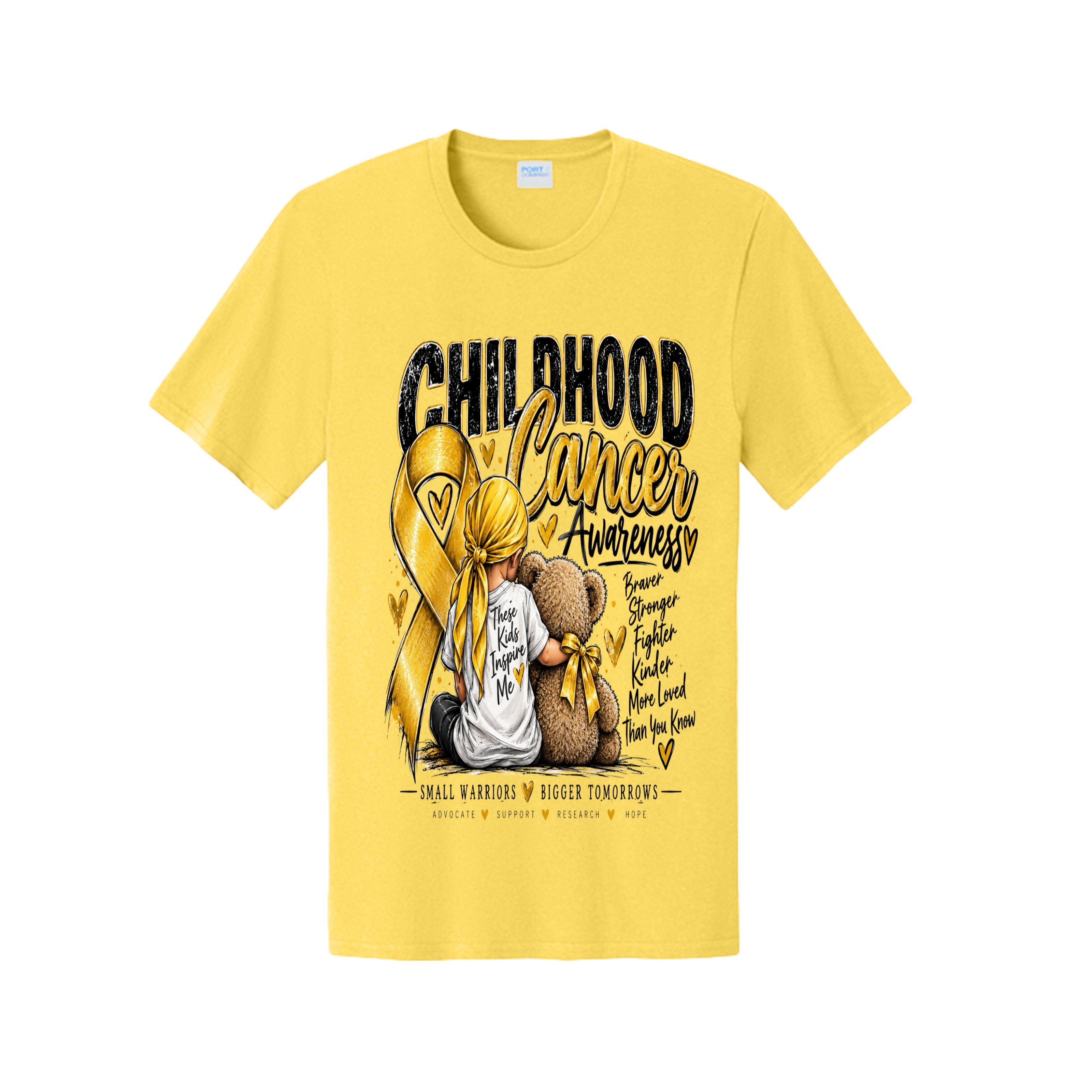 Small Warriors, Bigger Tomorrows – Childhood Cancer Awareness T-Shirt, view 4