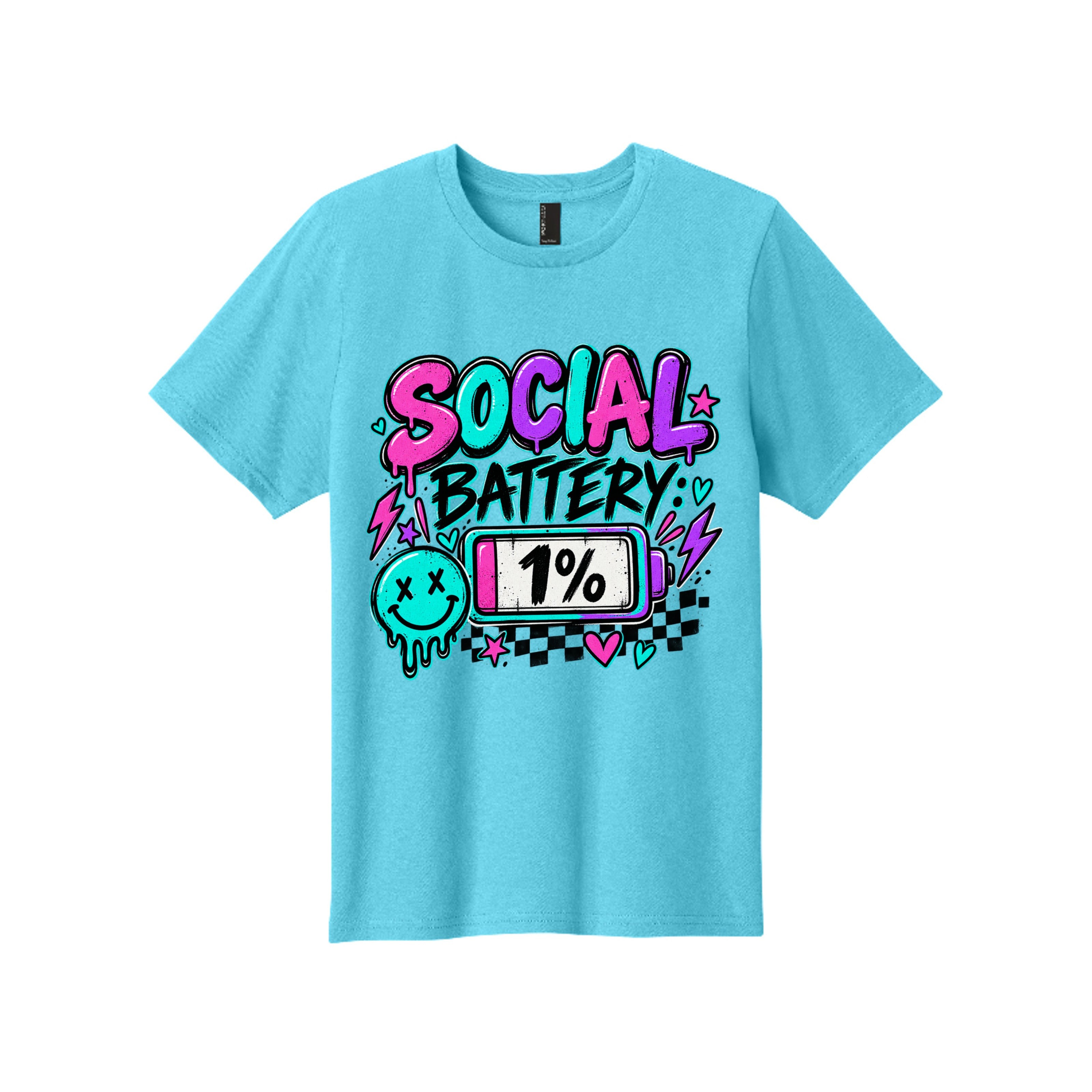 Social Battery 1% – Funny Introvert Graphic Tee