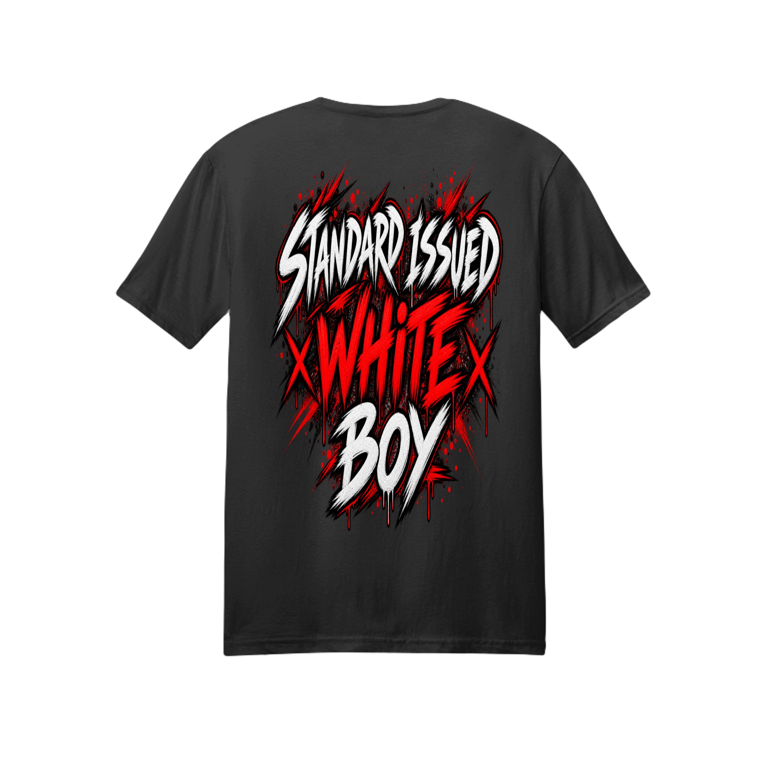 Standard Issued White Boy – Funny Back Print Graphic Tee