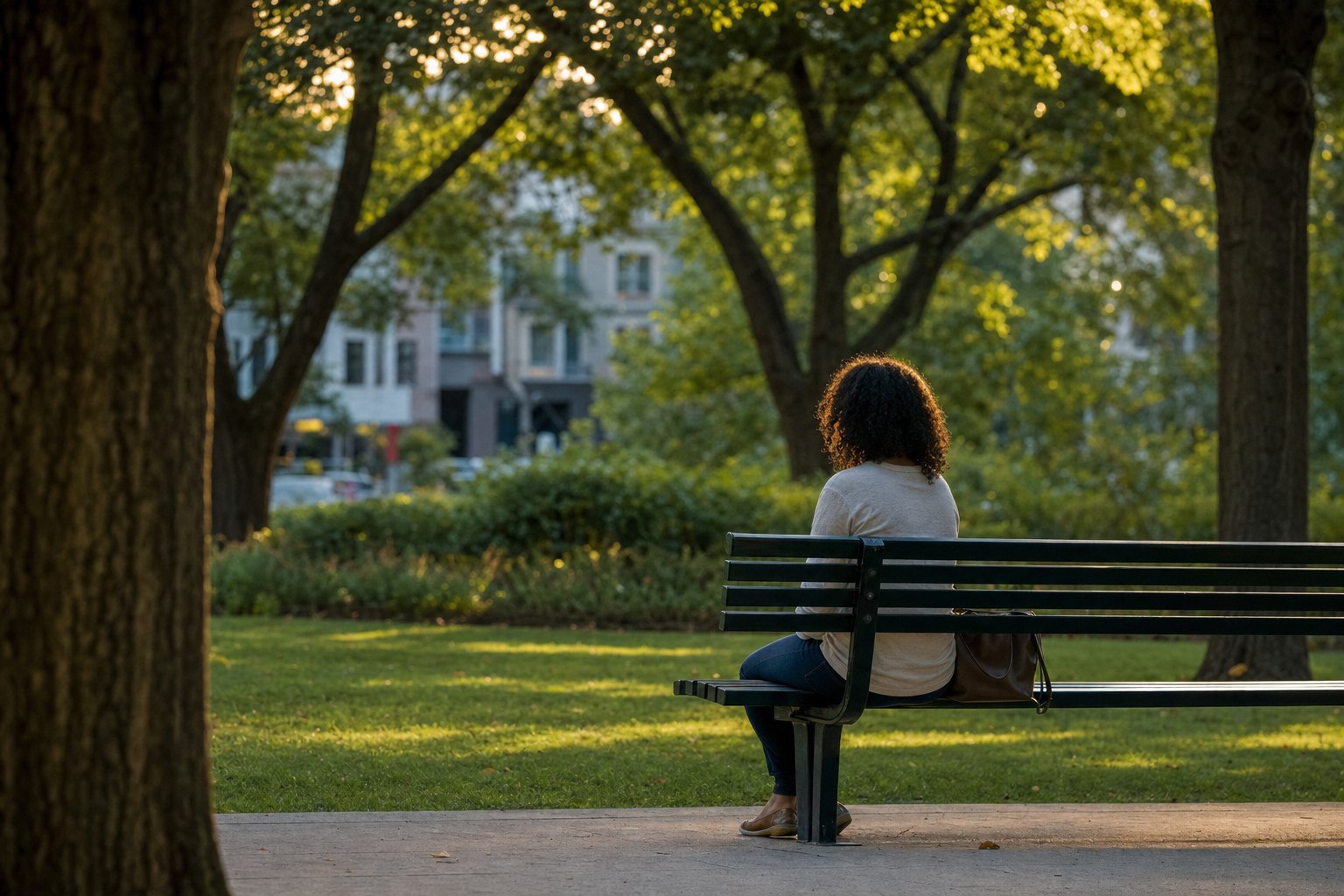 A quiet moment outdoors, representing a pause from pressure