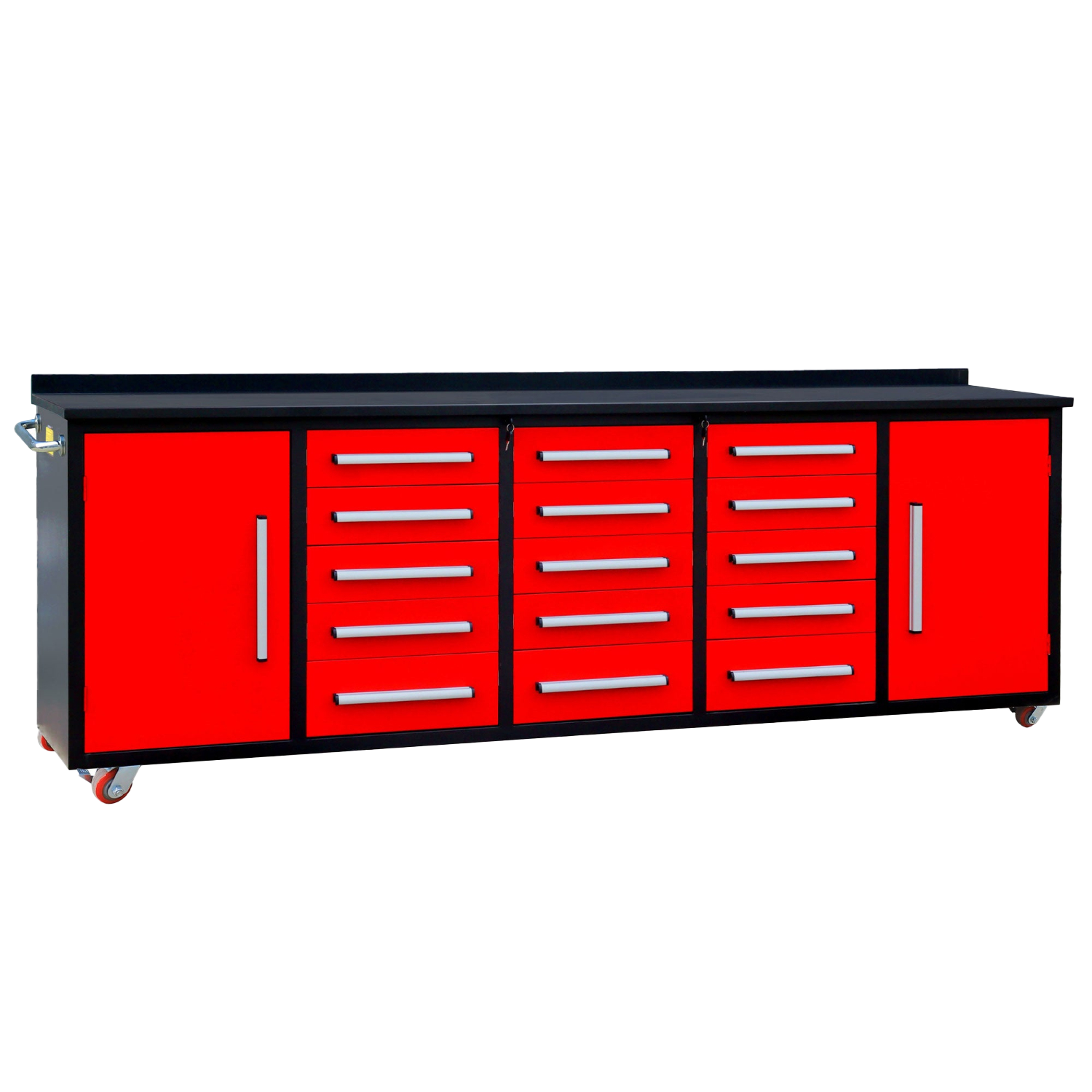 10ft 15-Drawer Storage Workbench with Wheels