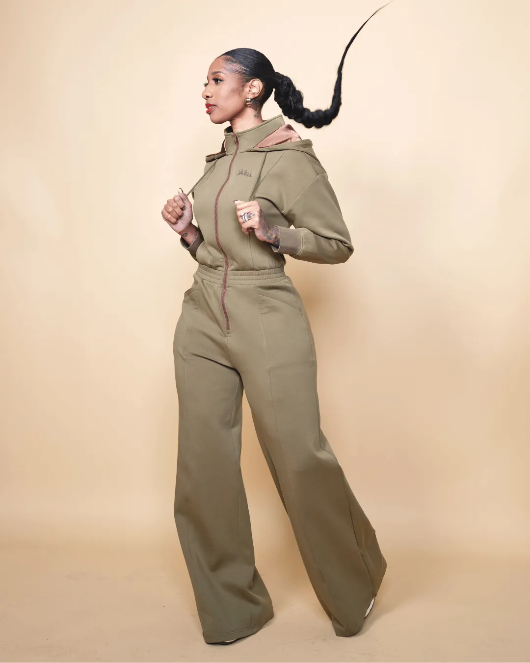 Green Satin Lined Jumpsuit