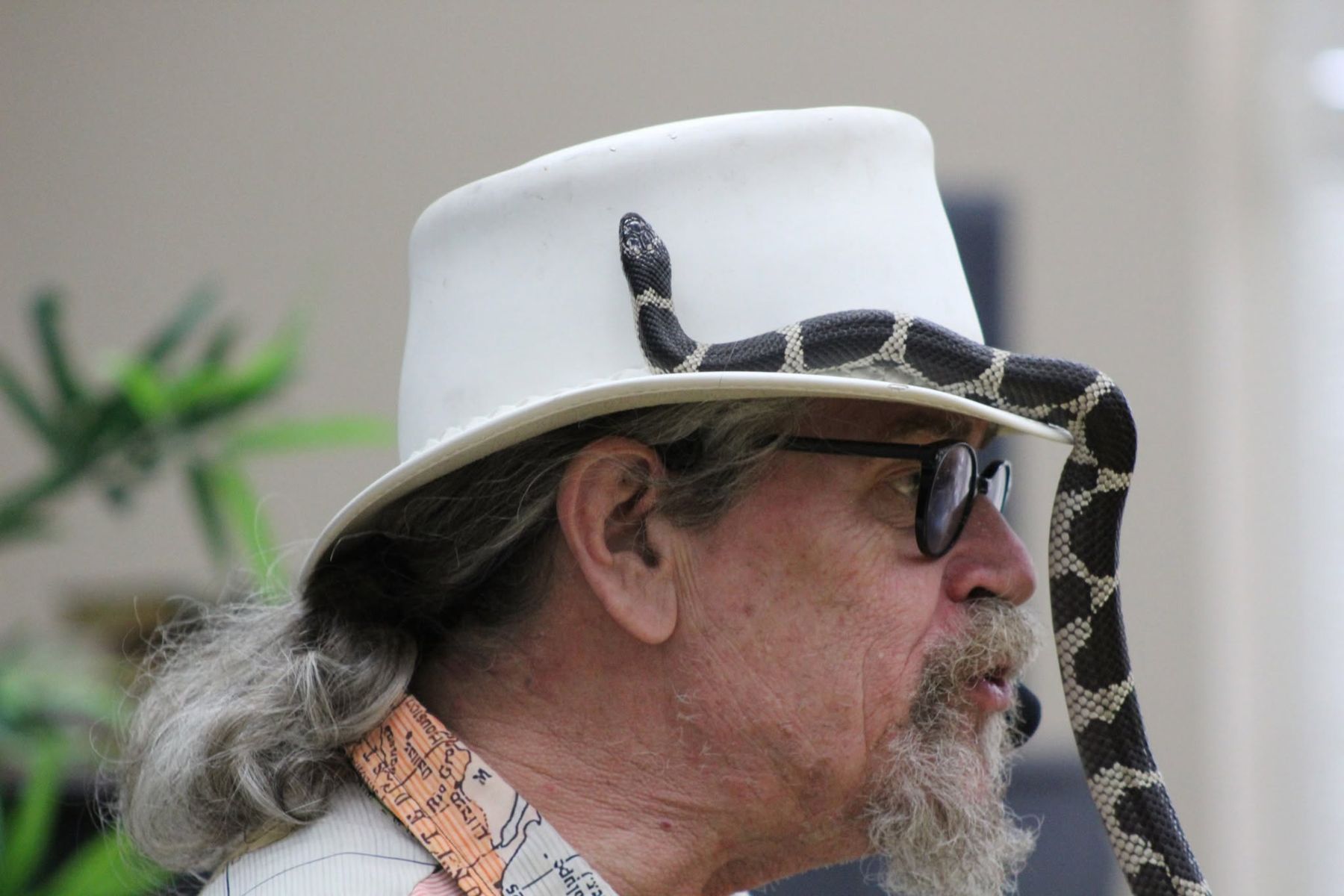 Daryl Sprout with a snake on his hat
