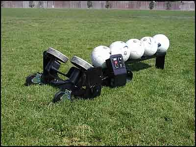 Pro Trainer soccer machine on a training field