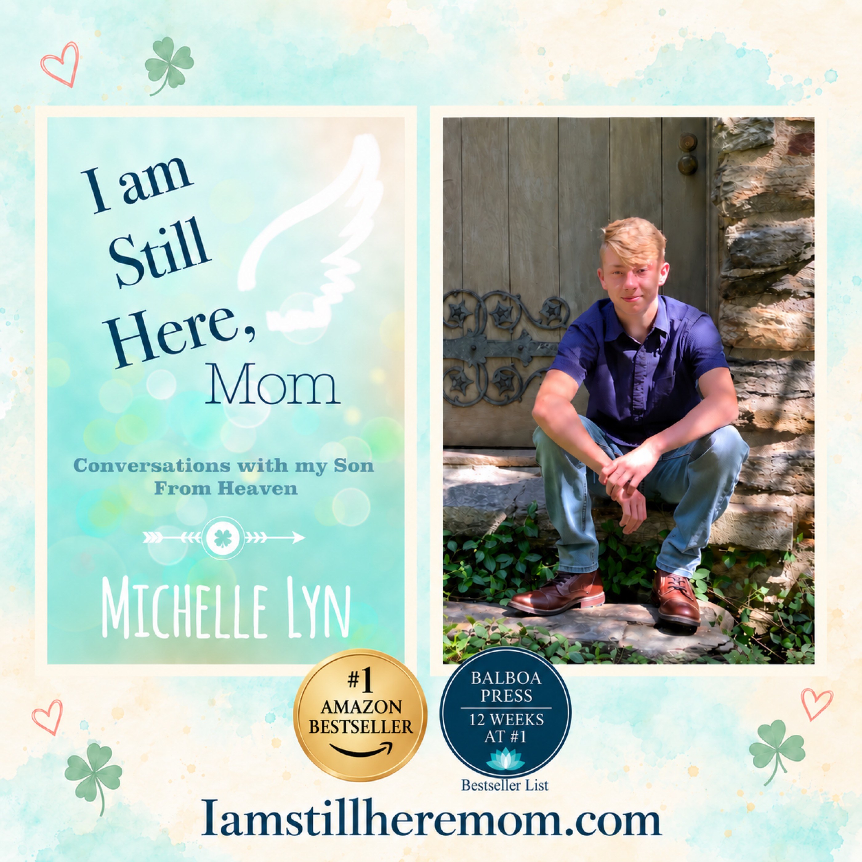 I am Still Here, Mom book cover alongside a portrait of David