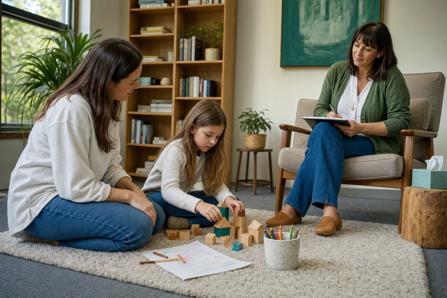 Parent and child in play-based therapy