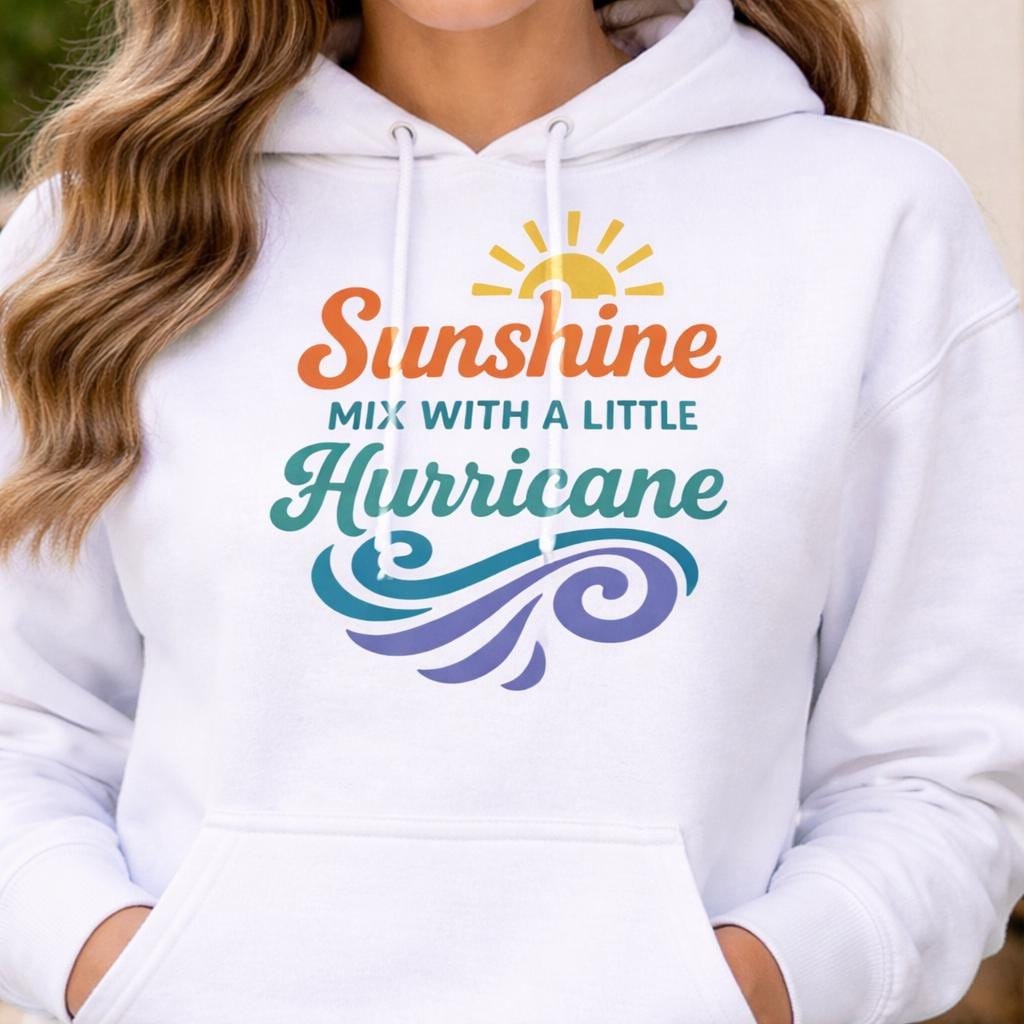 Motivational Woman Hoodie Sunshine Hurricane Inspirational Graphic Cotton Blend Comfortable Pullover Empowering Female Casual Top Cozy