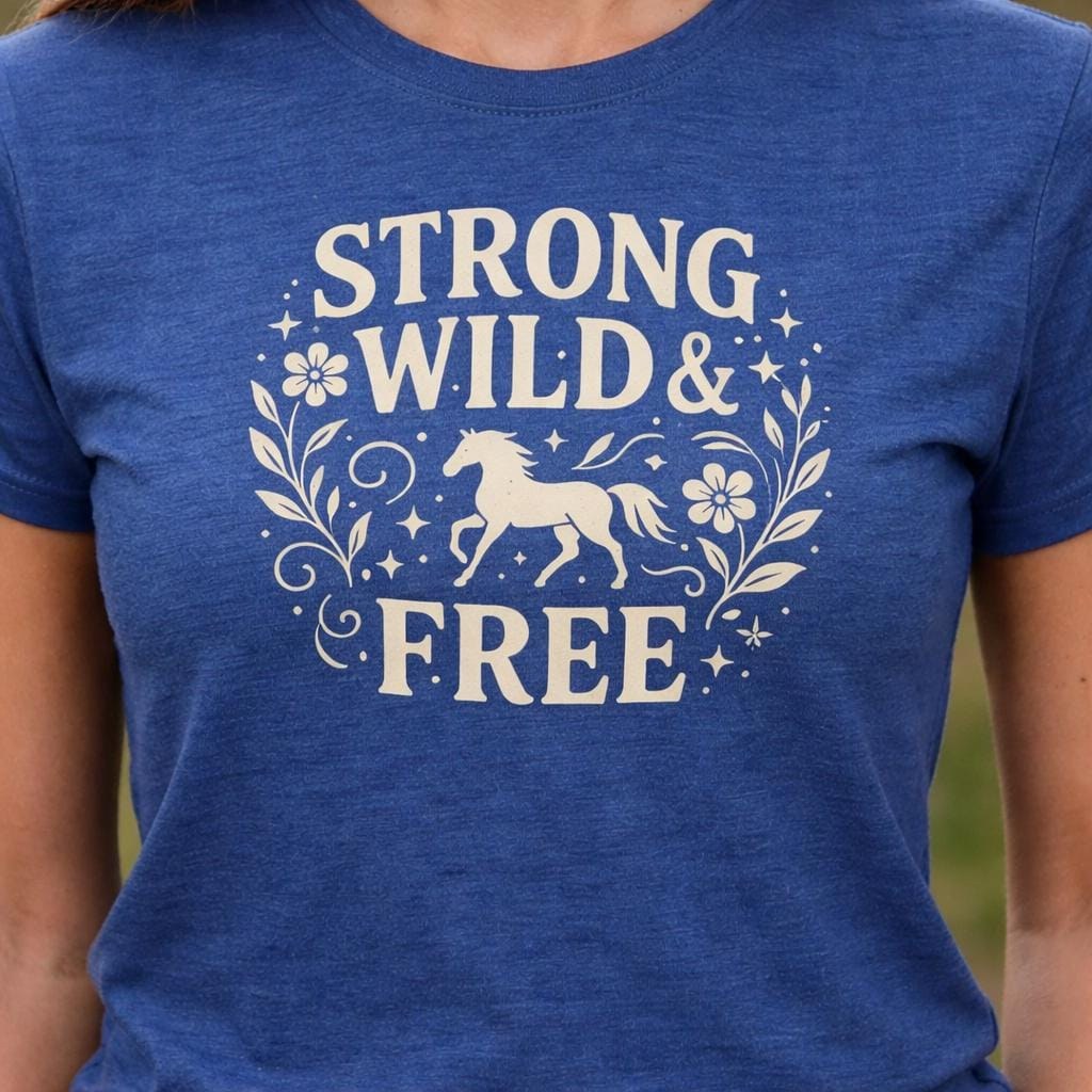 Strong Wild Free Shirt Women, Horse Lover Apparel, Cowgirl Graphic Tee, Western Inspirational Clothing, Country Girl Gift