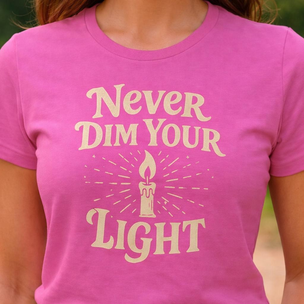 Never Dim Your Light Shirt Women, Positive Affirmation Top, Inspirational Quote Apparel, Self Love Clothing, Mental Health, Gift for her