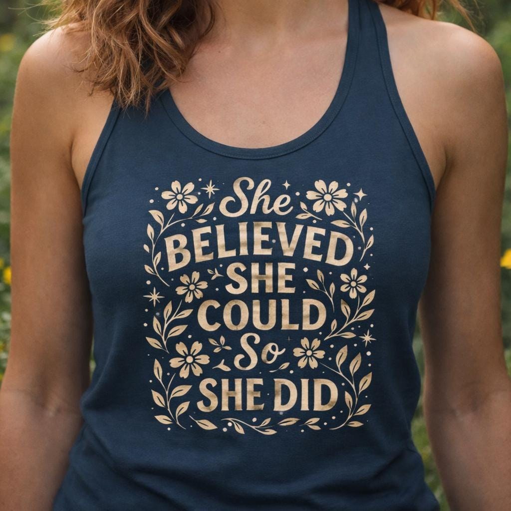 Motivational Workout Tank Top Women Racerback Gym Shirt, Inspirational Fitness Apparel, Yoga Running Wear, Positive Quote Top, Gift for Her