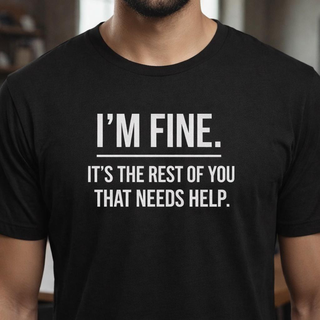 I’m Fine It’s The Rest Of You That Needs Help Shirt, Funny Sarcastic T-Shirt, Office Humor Tee, Introvert Quote Shirt, Unisex Graphic Gift