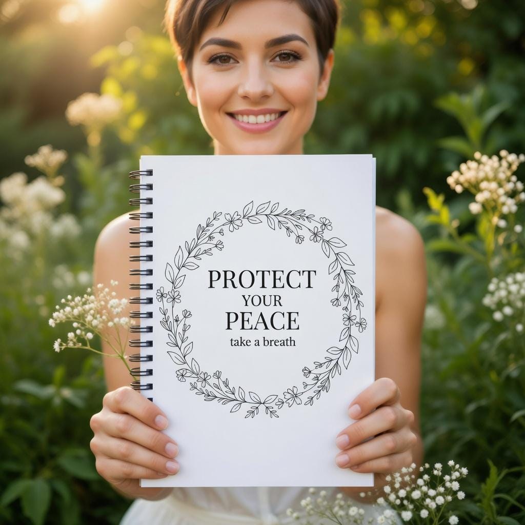 Mindfulness Spiral Notebook Self Care Journal Therapy Writing Pad Daily Reflection Gratitude List Book Minimalist Floral Design Peace Quote