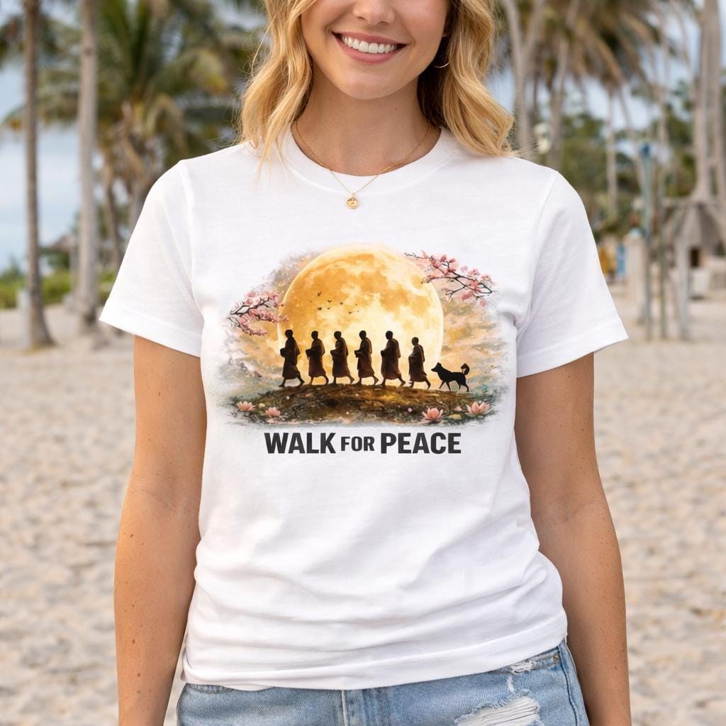 Walk For Peace Shirt, Mindfulness Graphic Tee, Spiritual Zen Clothing, Meditation Graphic Top, Yoga Lifestyle Wear, Gift for Her