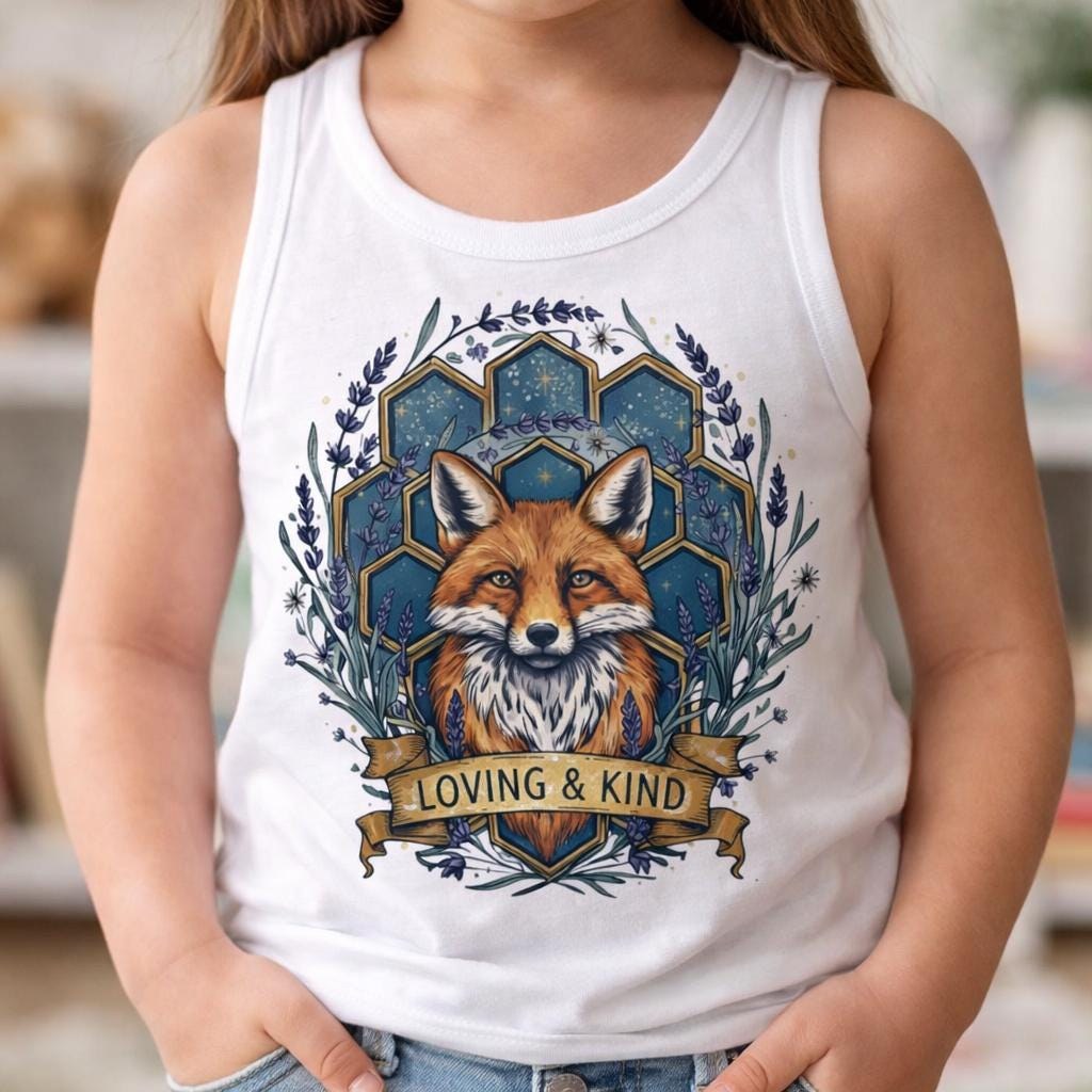 Kind Fox Kids Shirt Positive Message Tee, Loving Kindness Graphic, Woodland Animal TShirt, Forest Kids Apparel, Inspirational Gift