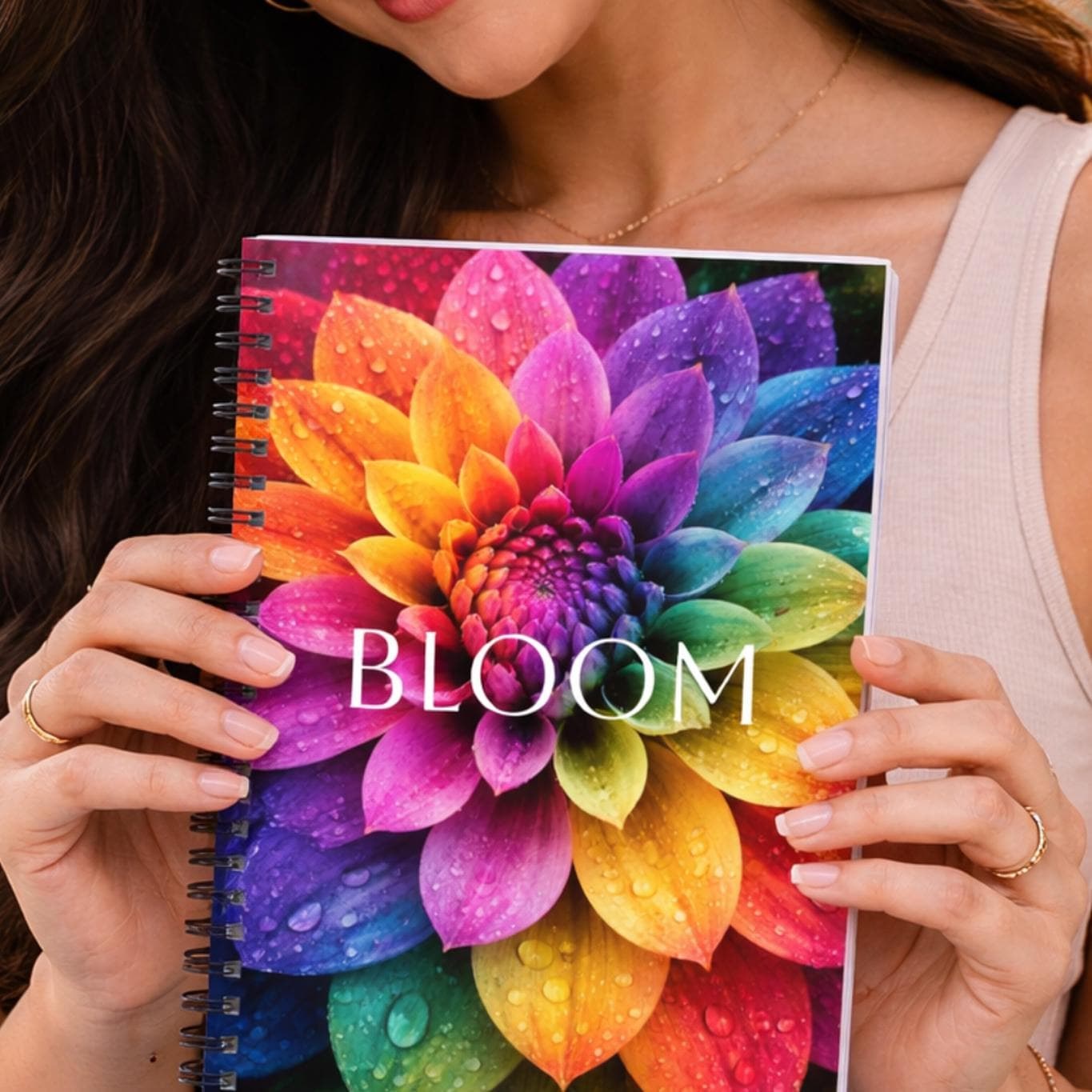 Rainbow Dahlia Notebook Believe Journal, Colorful Affirmation Diary, Motivational Writing Book, Positive Mindset Planner, Stationery Gift