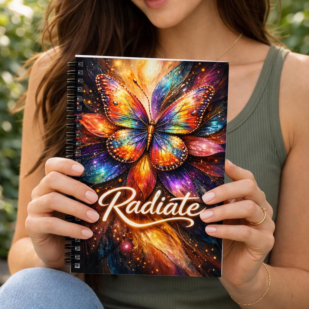 Colorful Butterfly Notebook Spiral, Inspirational Journal Diary, Writing Book, Vibrant Stationery, Student School Supplies, Gift