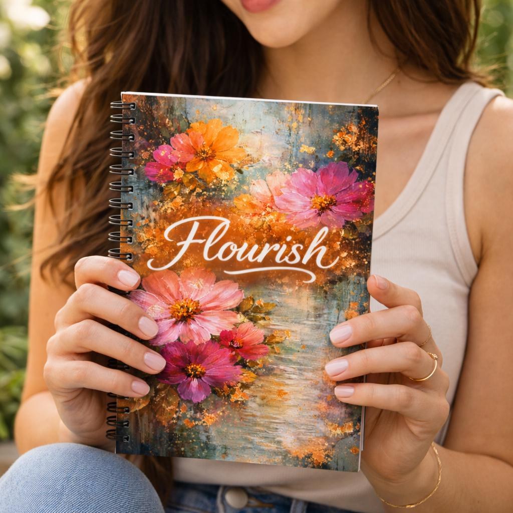 Floral Watercolor Notebook Spiral, Botanical Journal Diary, Inspirational Writing Book, Student School Supplies, Stationery Gift
