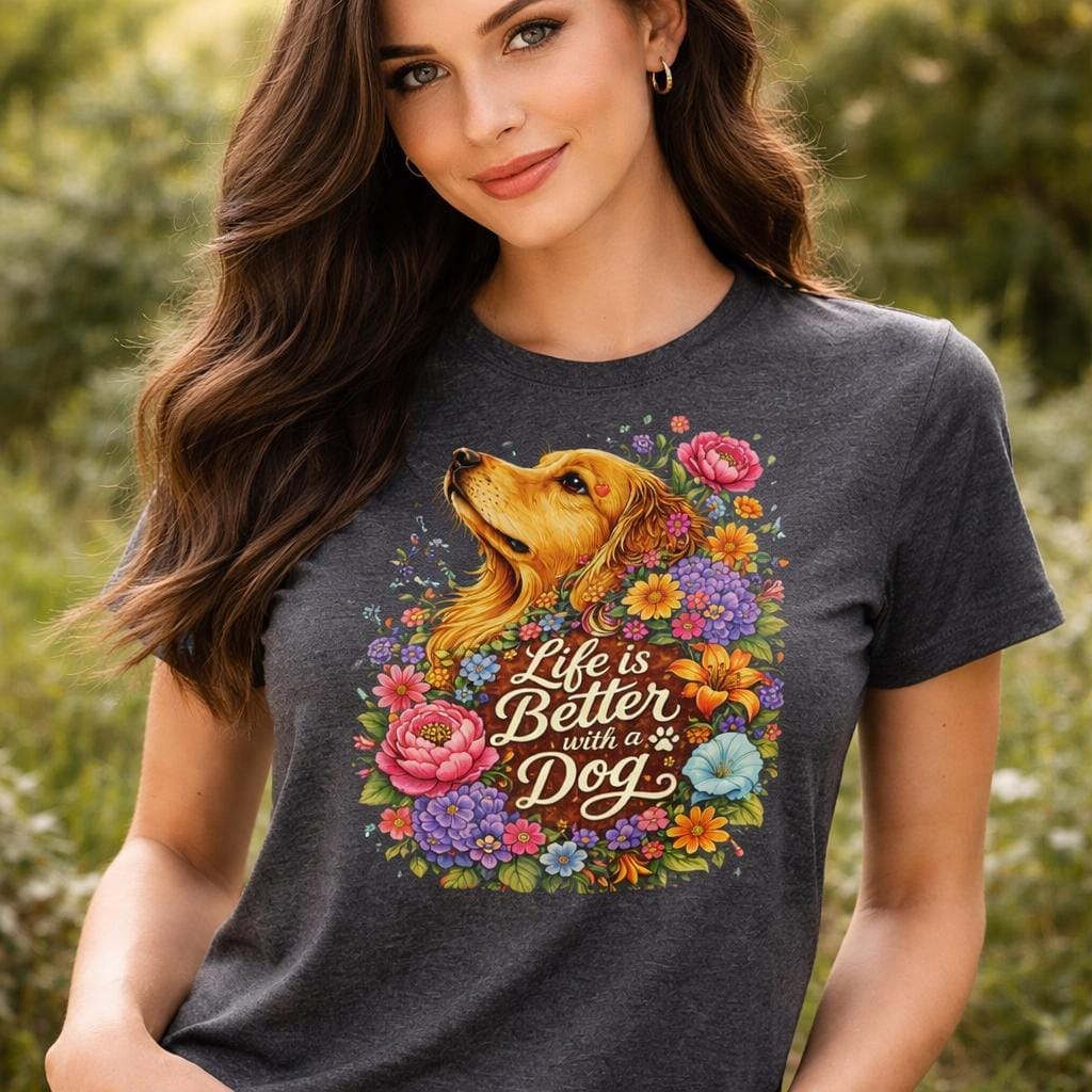 Dog Floral Shirt, Botanical Pet Lover Tee, Puppy Quote Graphic, Dog Mom Gift