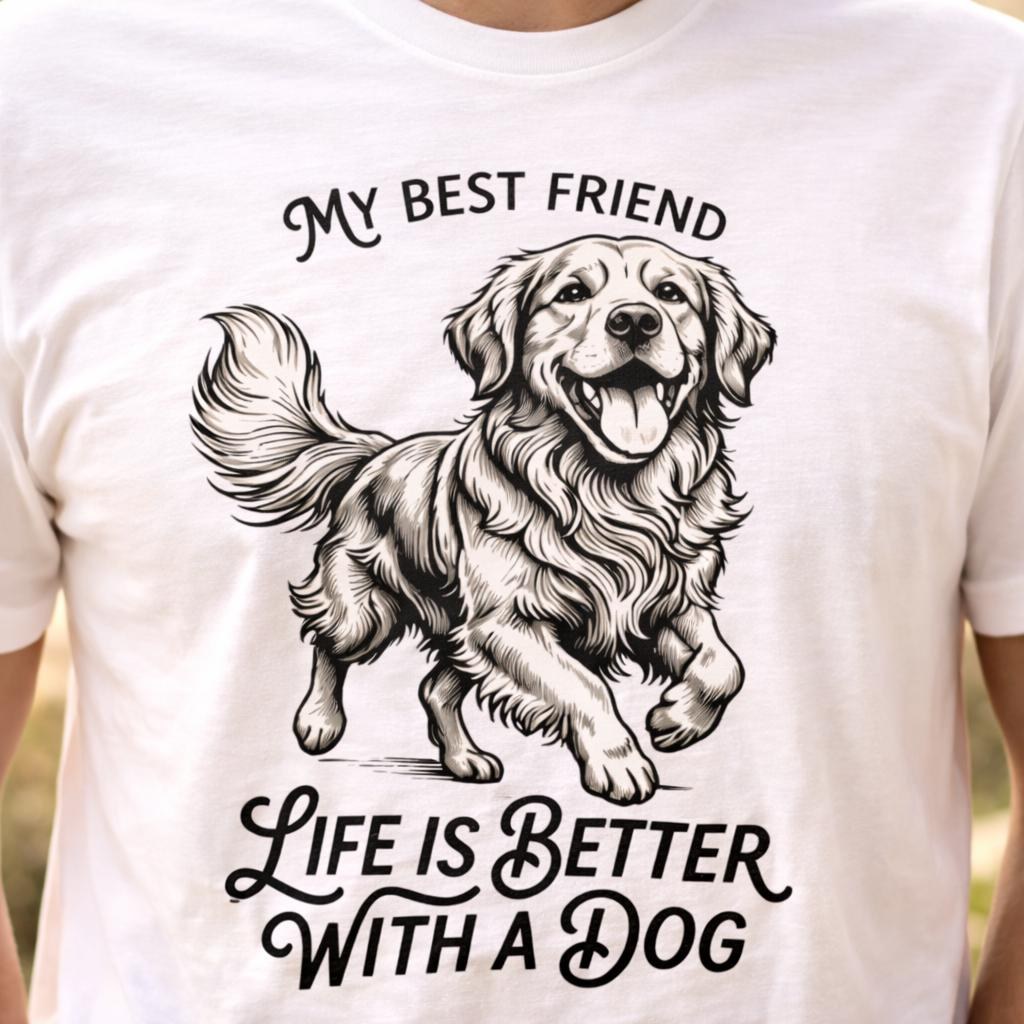 Golden Retriever Shirt Dog Lover Tee, Pet Illustration Graphic, Puppy TShirt, Animal Lover Gift, Cozy Canine Art Unisex