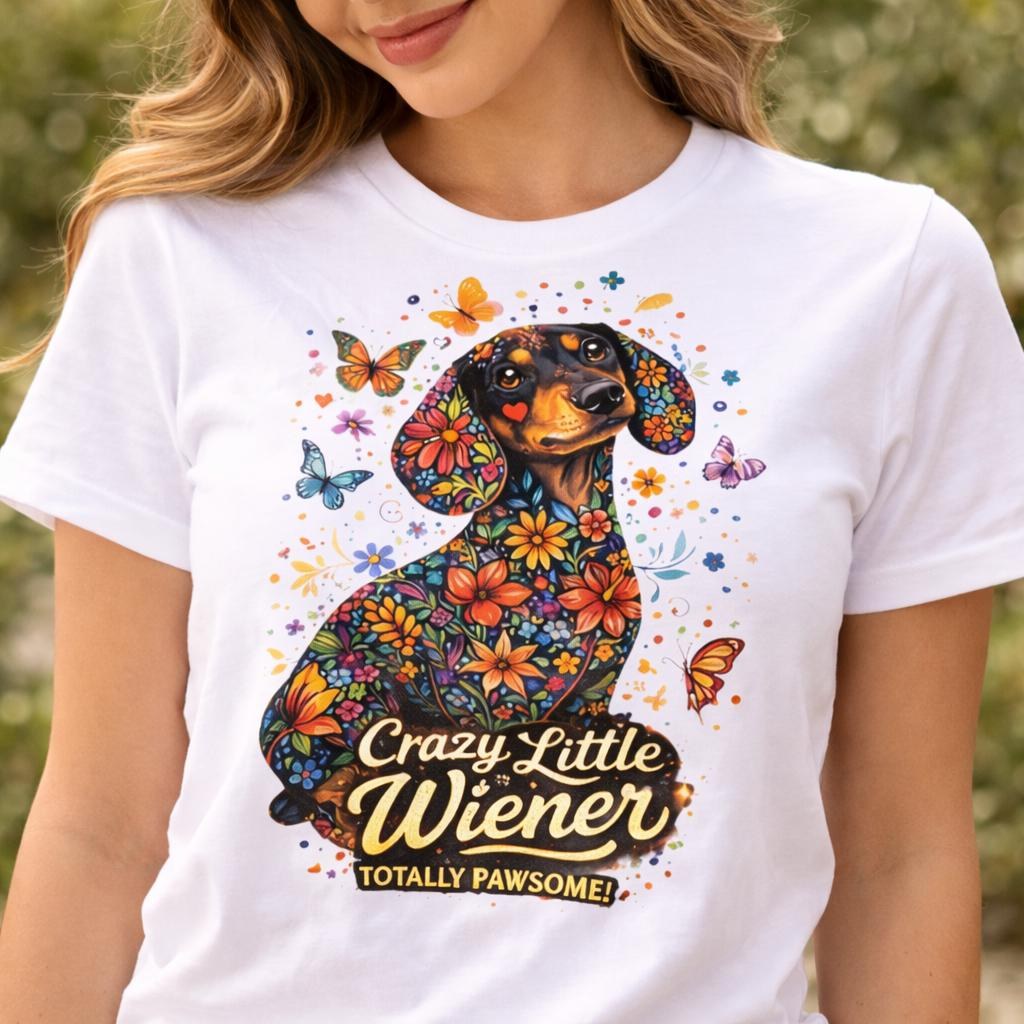 Floral Dachshund Shirt, Botanical Wiener Dog Tee, Sausage Puppy Graphic, Dog Mom Gift