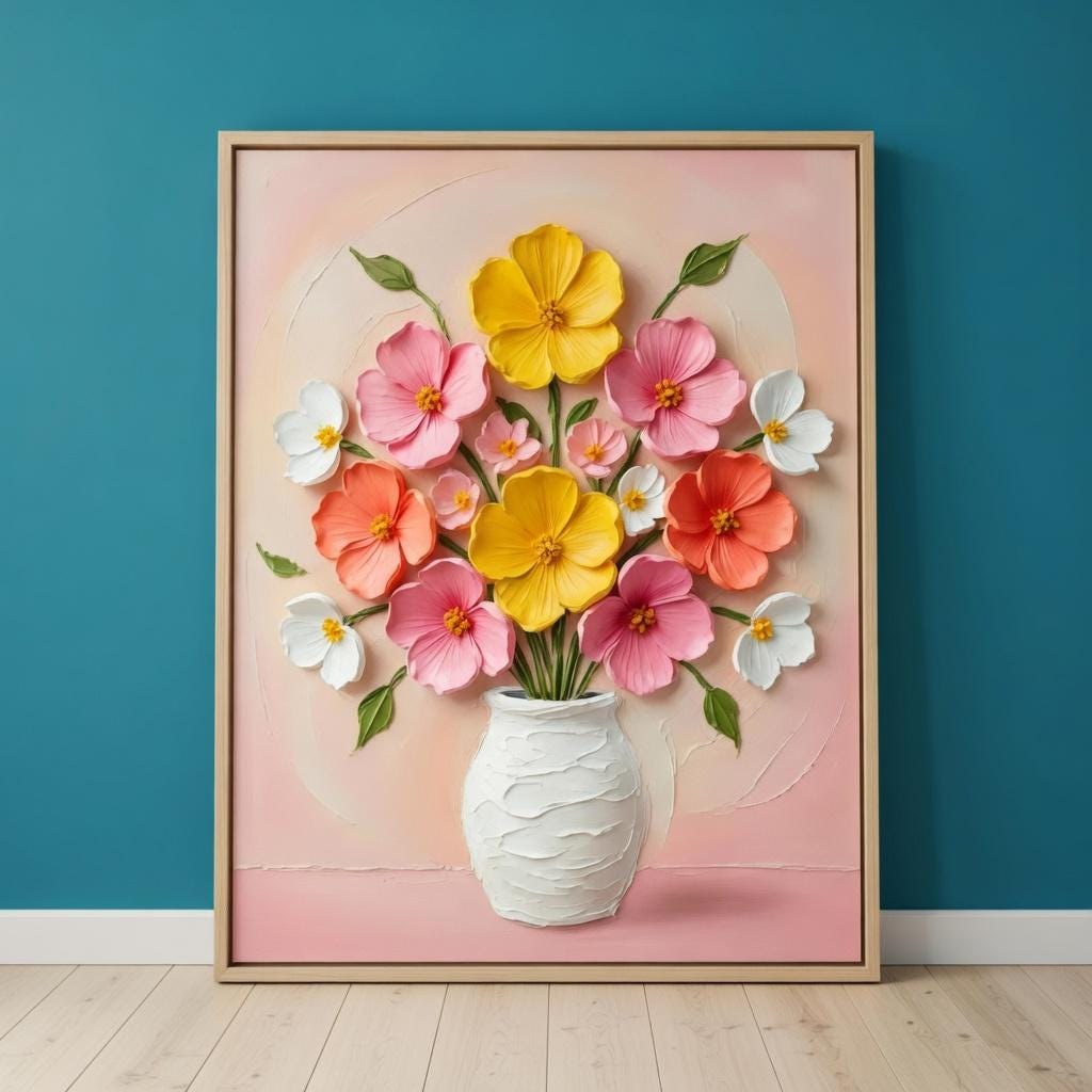 Wildflower Bouquet Wall Art, Botanical Floral Print, Vintage Cottagecore Decor Digital Download