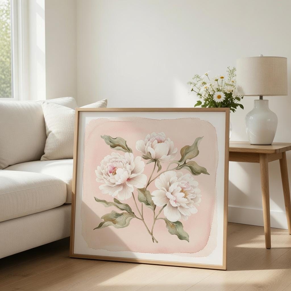 Pink Hydrangea Botanical Art Print, Vintage Floral Wall Decor (Digital Download)