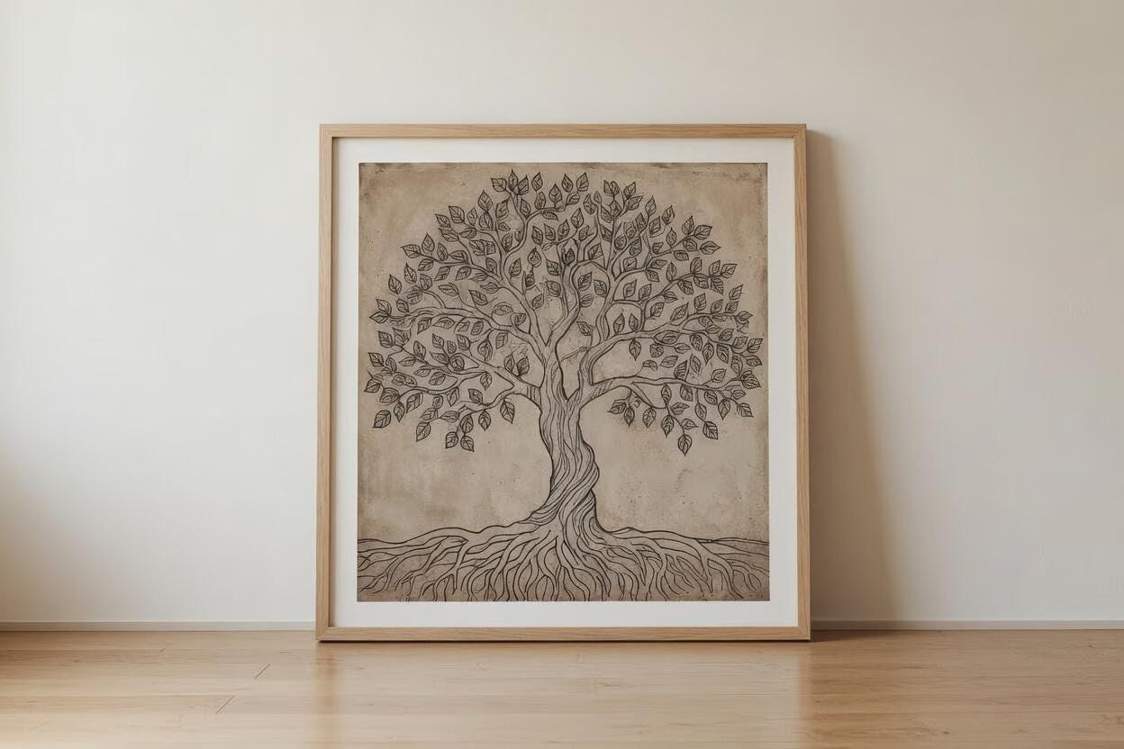 Tree of Life Wall Art, Celestial Boho Galaxy Print, Mystical Night Sky Artwork