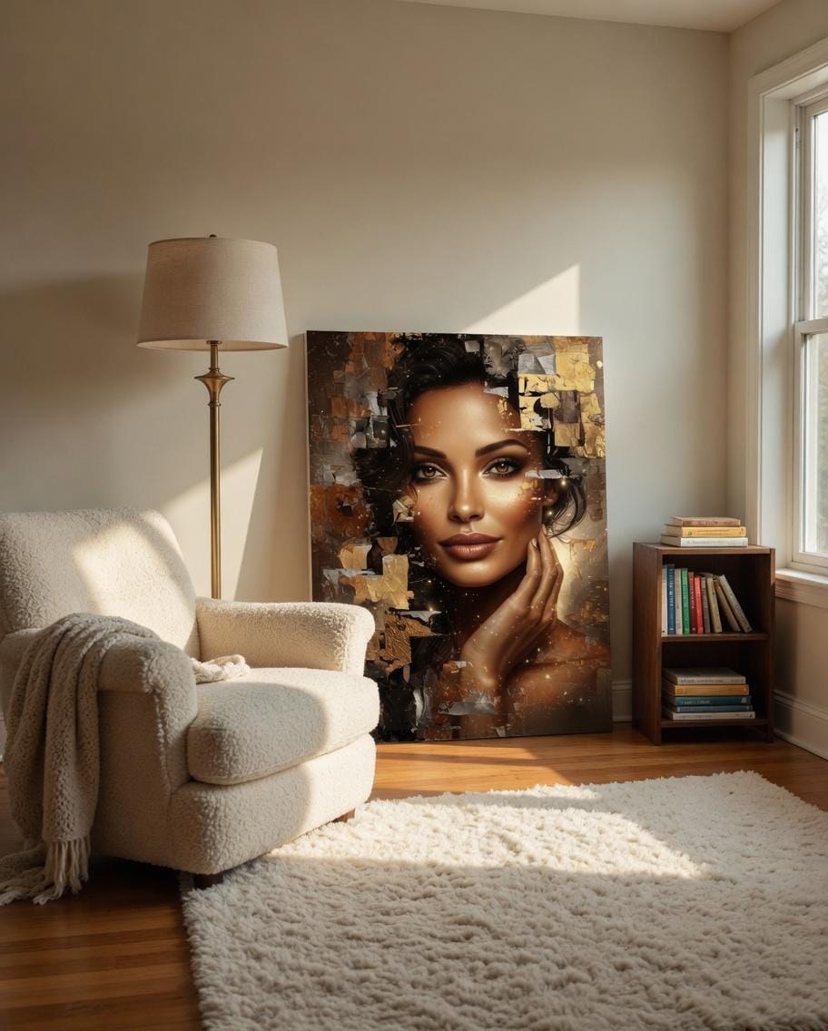 Abstract Woman Portrait Art, Minimalist Female Wall Print, Neutral Boho Decor (Digital Download)