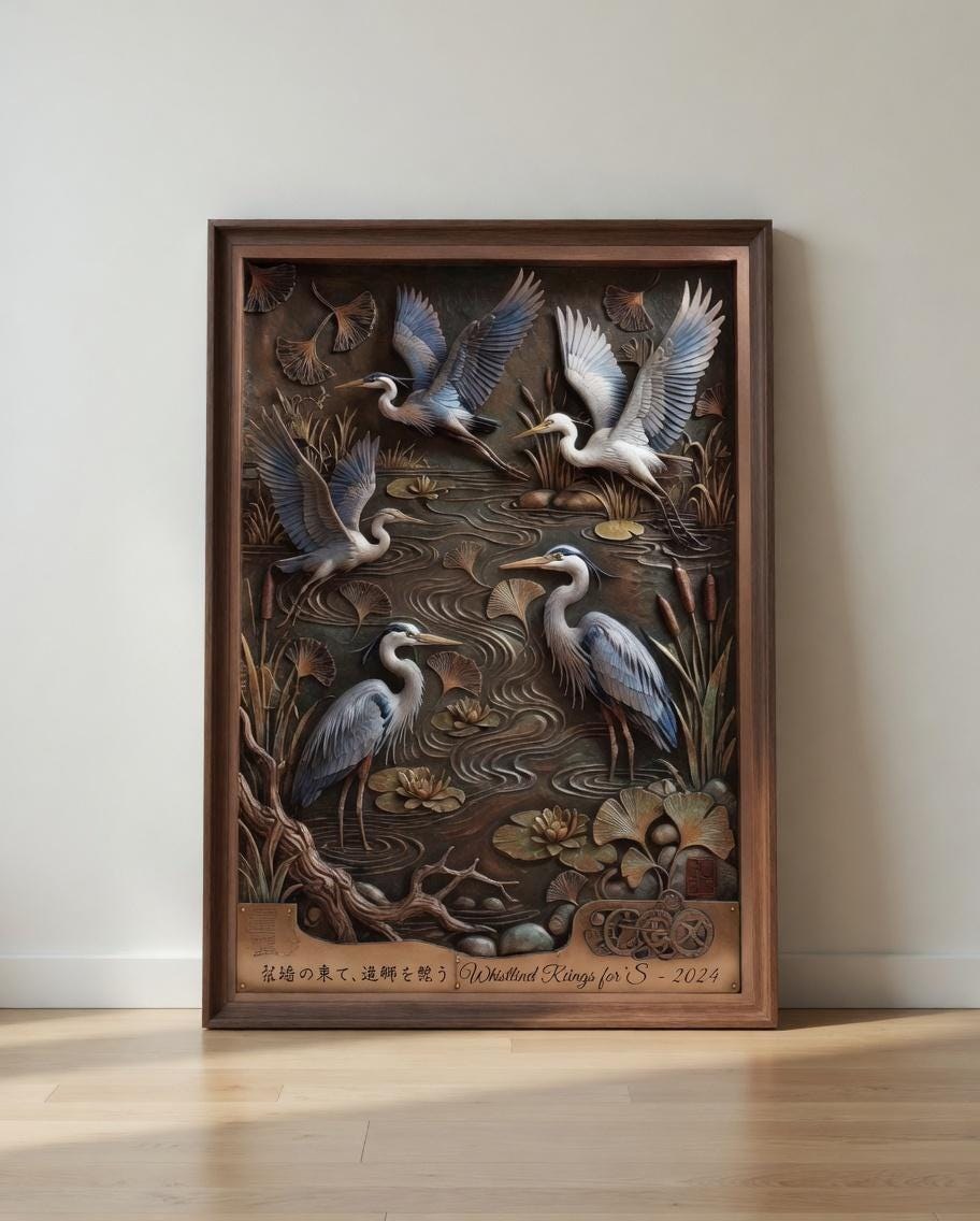 Heron Bird Wall Art, Vintage Nature Poster, Wetland Crane Artwork, Rustic Wildlife Decor, Botanical Bird Print