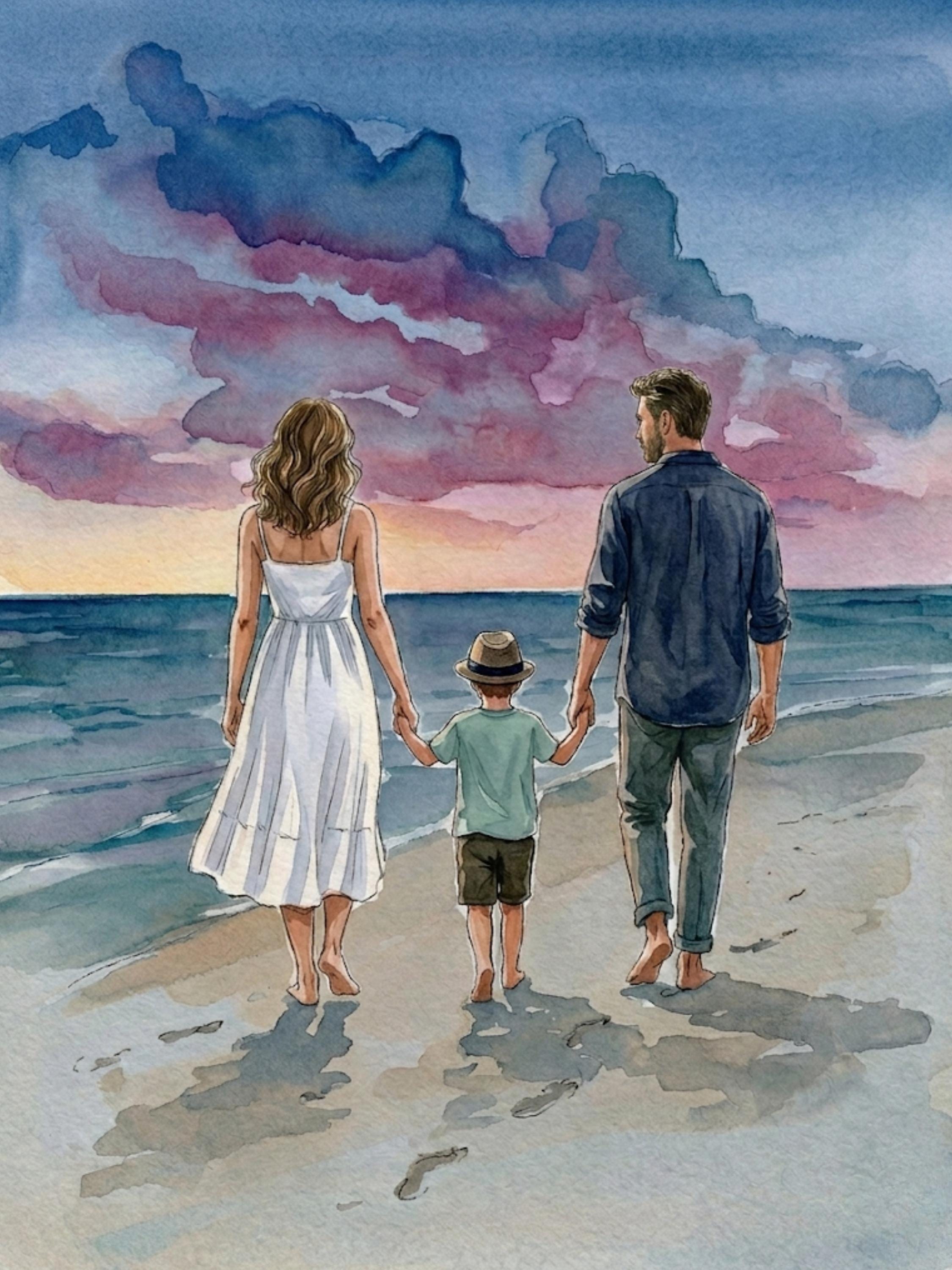 Custom Watercolor Portrait, Hand Drawn Family Illustration, Personalized Memory Keepsake