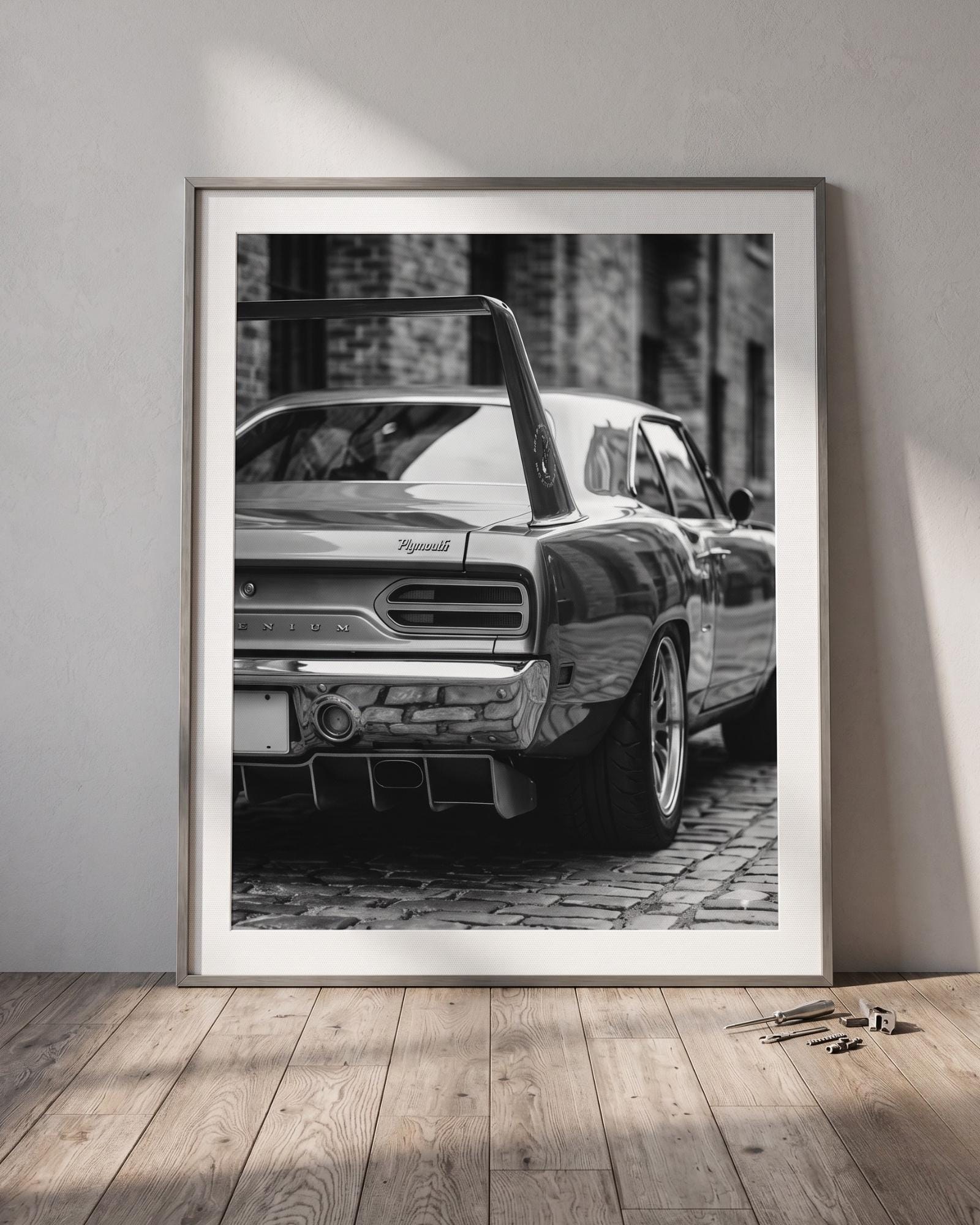 Porsche 911 Wall Art, Luxury Sports Car Poster, Black and White Rear View Poster, Modern Garage Artwork