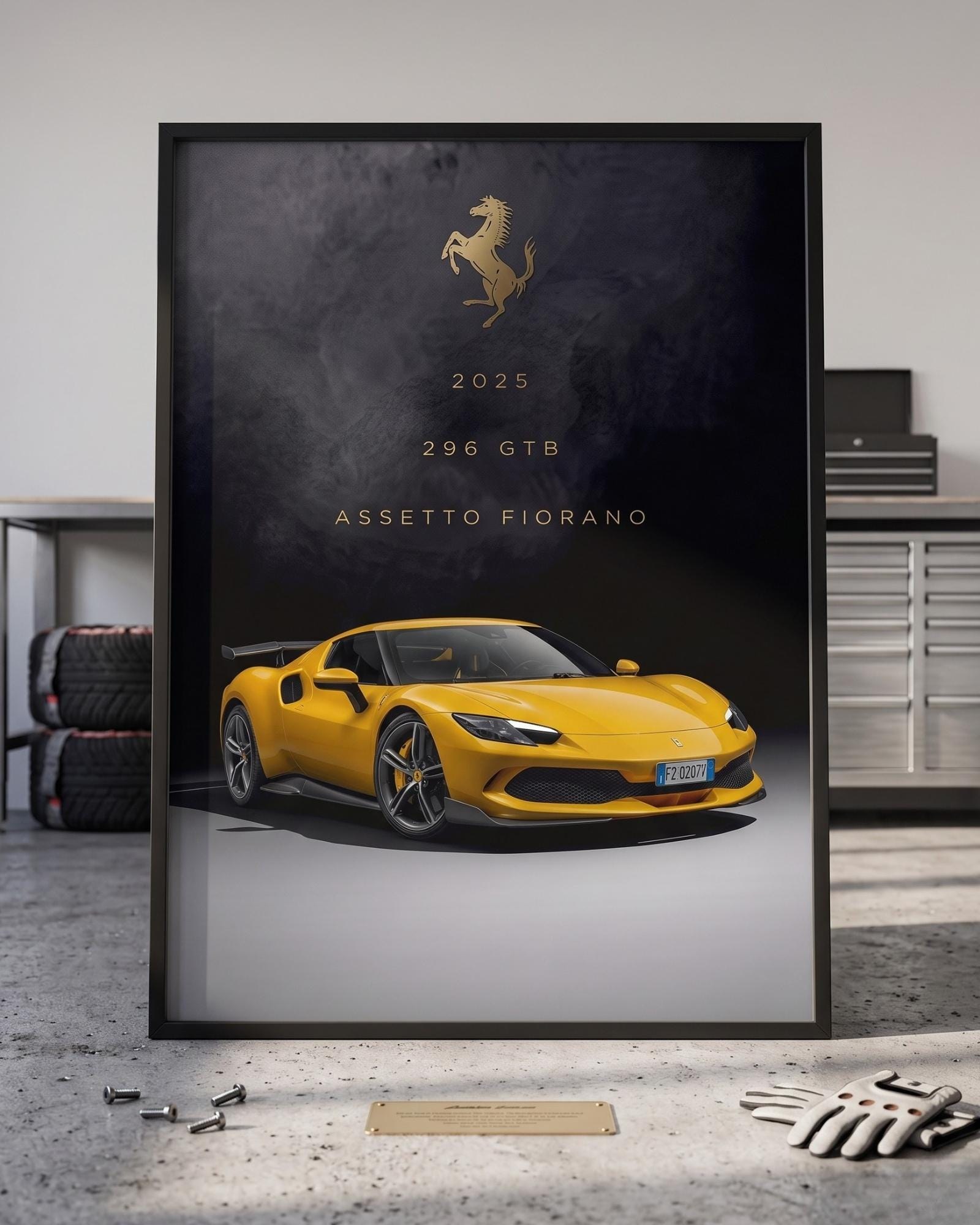 Ferrari 296 GTB Poster, Assetto Fiorano Artwork, Exotic Supercar Print, Luxury Automotive Decor, Performance Garage Wall Art