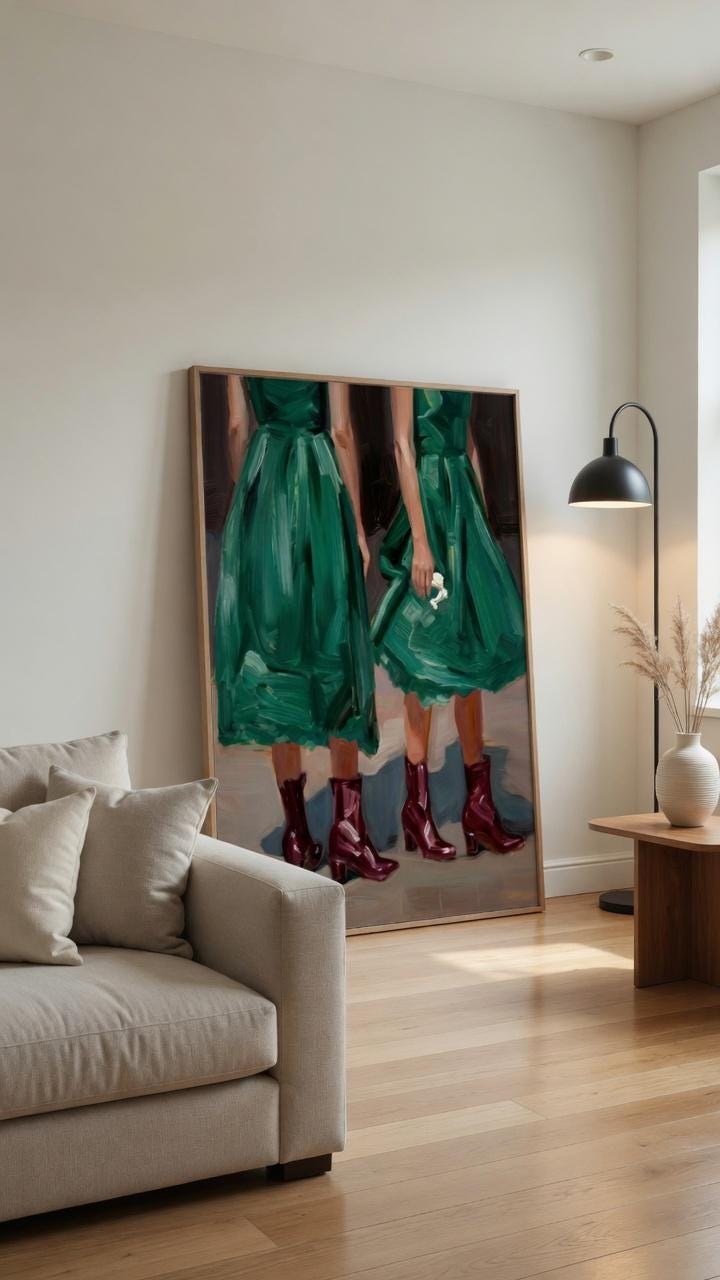Vintage Interior Poster, Retro Apartment Wall Art, Cozy Living Space Artwork (Digital Download)