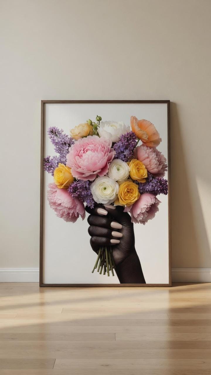 Power In Bloom Floral Art, Motivational Quote Print, Feminine Empowerment Decor