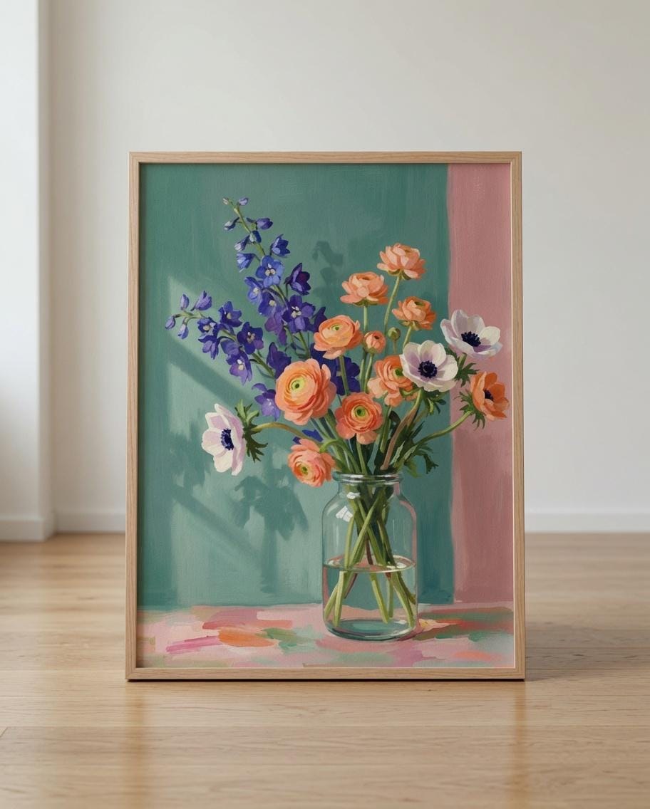 Moody Floral Still Life Print, Vintage Botanical Wall Art, Dark Academia Poster (Digital Download)
