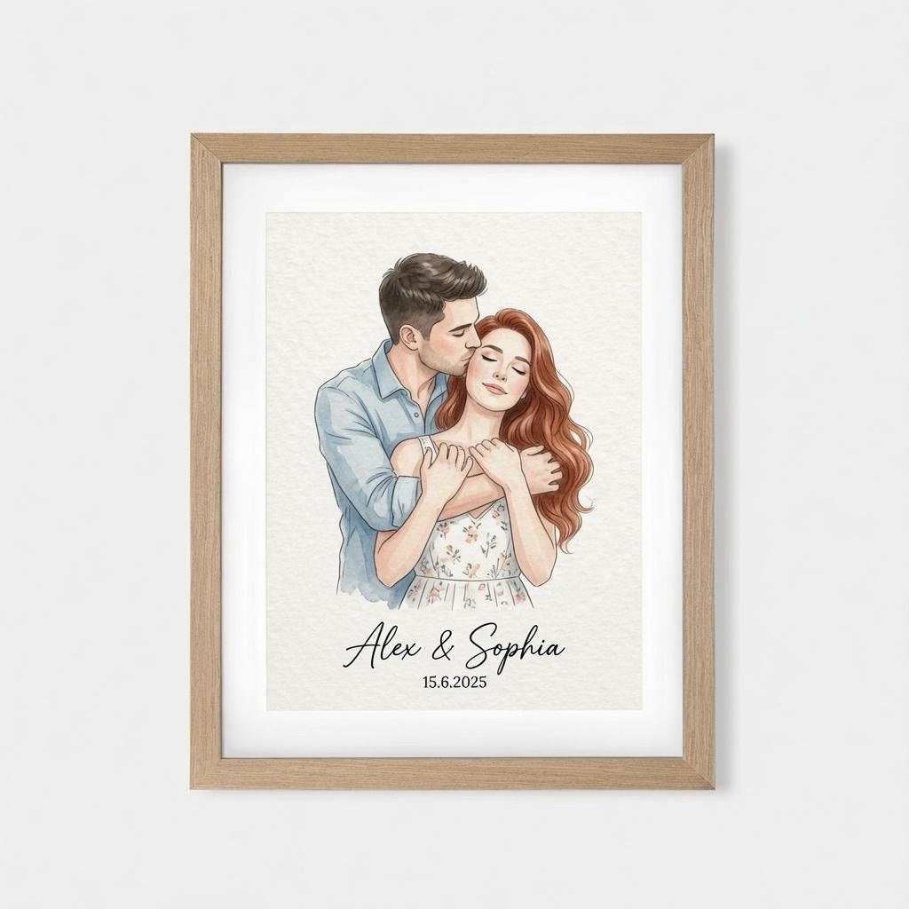 Personalised Watercolour Portrait, Custom Portrait From Photo, Digital Family Illustration, Watercolor Memorial Artwork